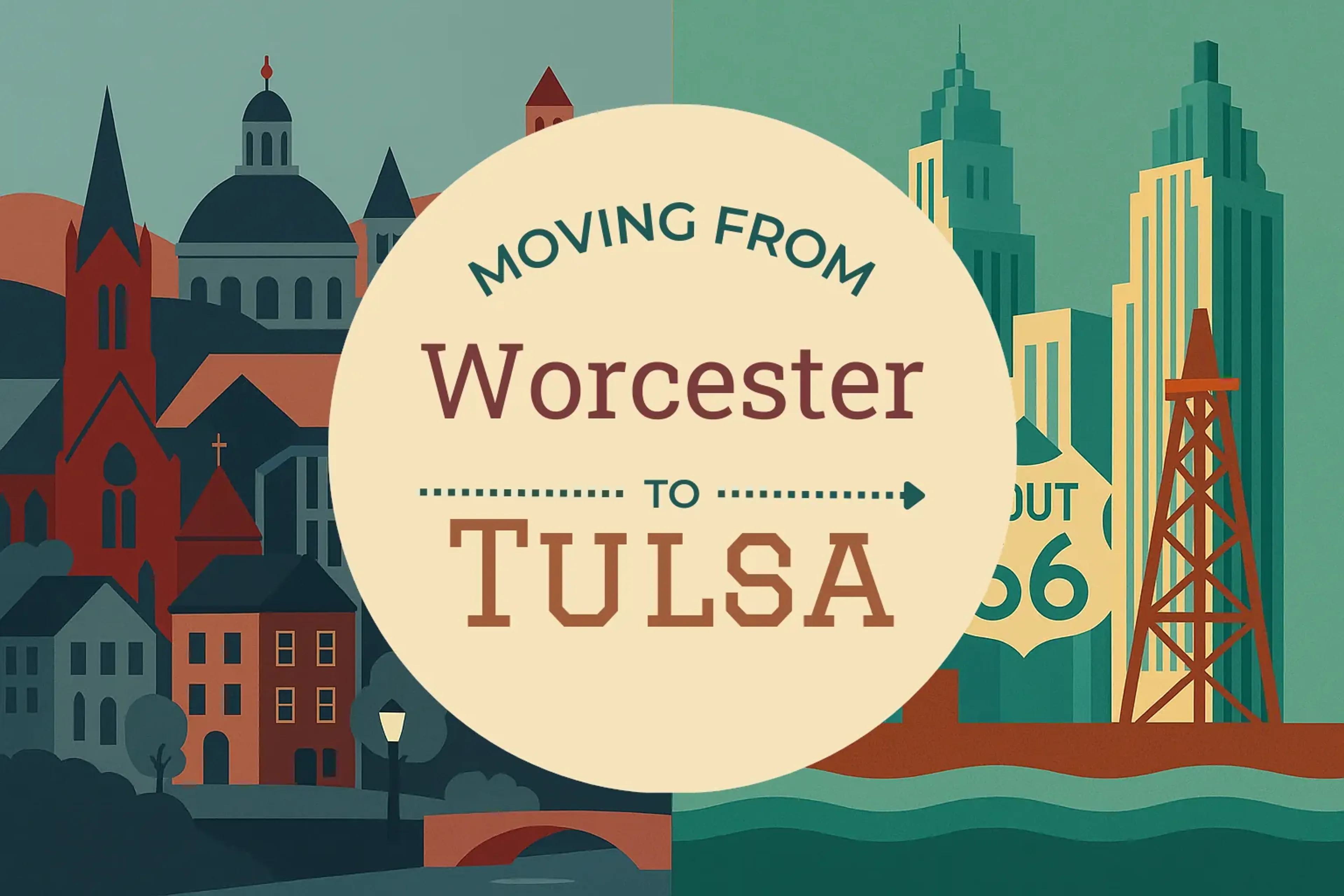 Side-by-side comparison of Worcester to Tulsa moving companies