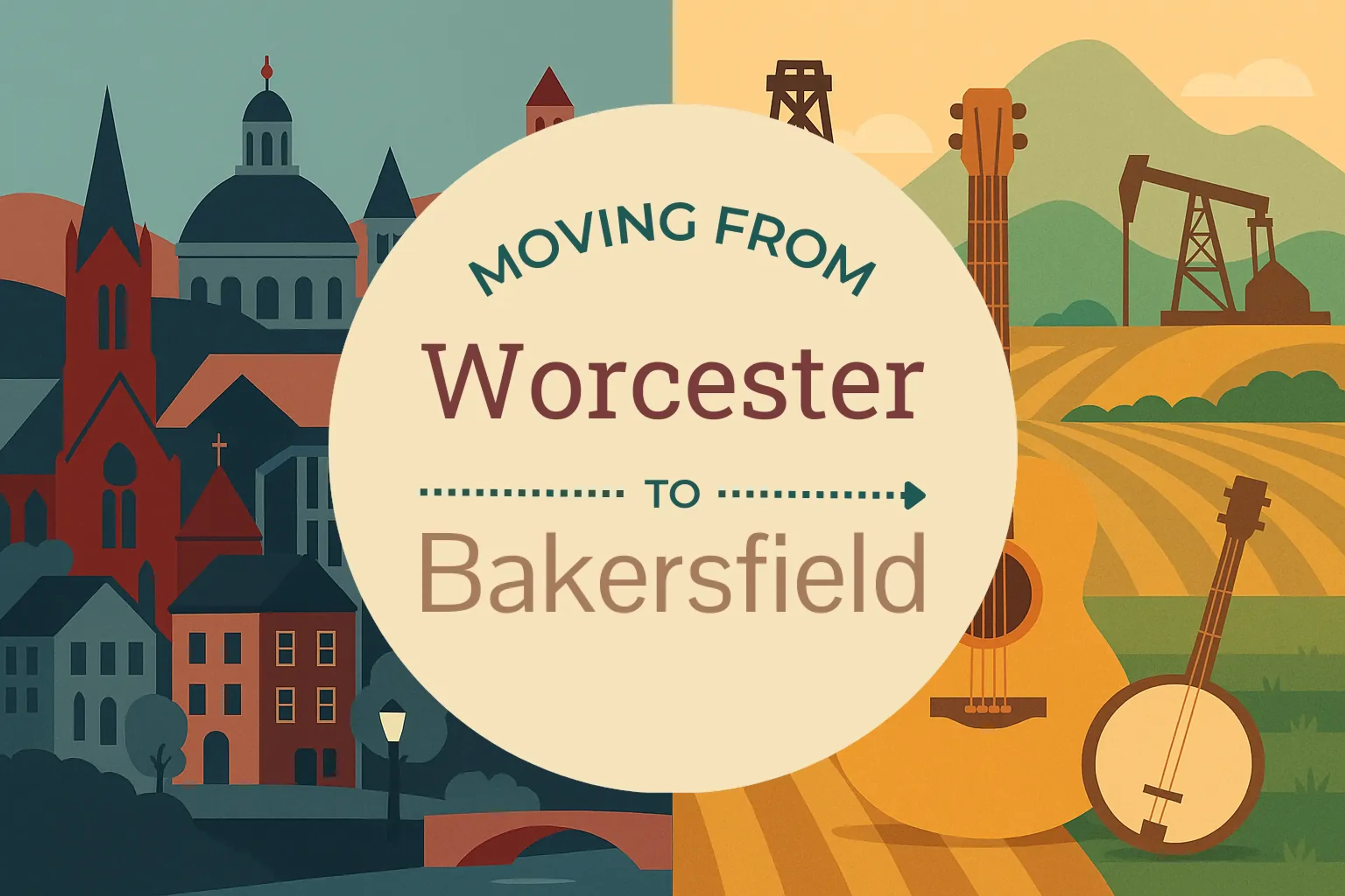 Side-by-side comparison of Worcester to Bakersfield moving companies