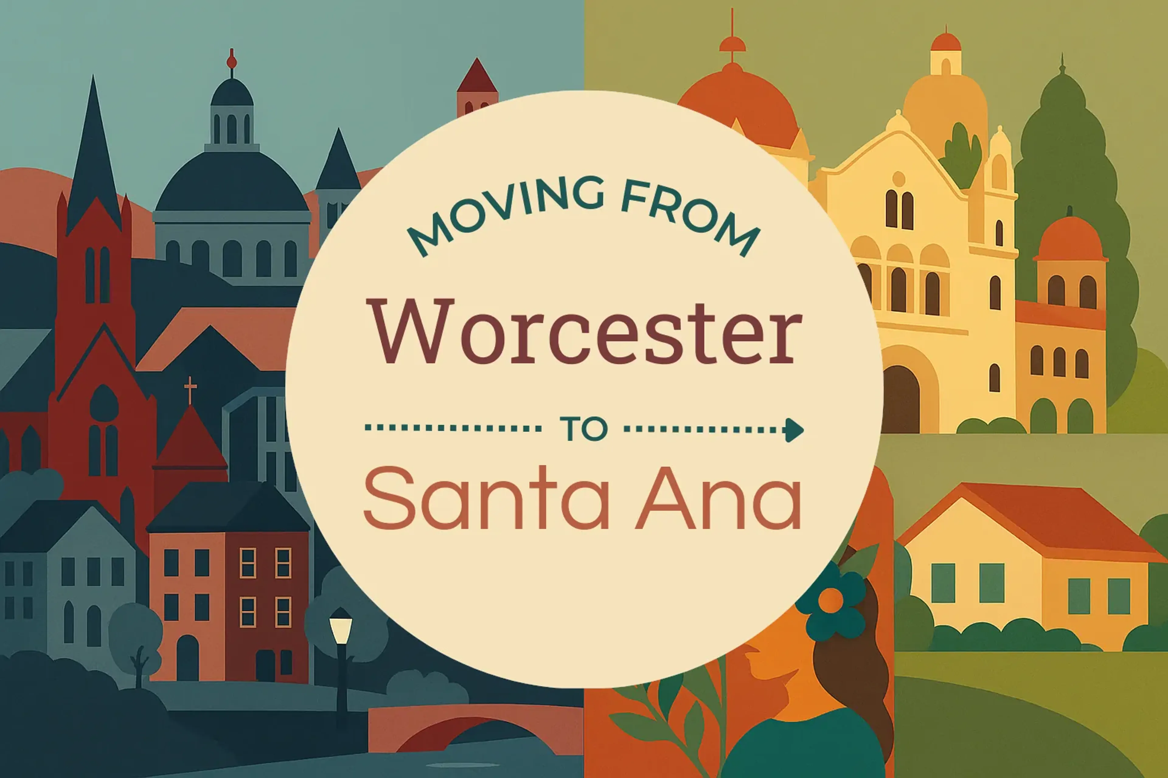 Side-by-side comparison of Worcester to Santa Ana moving companies