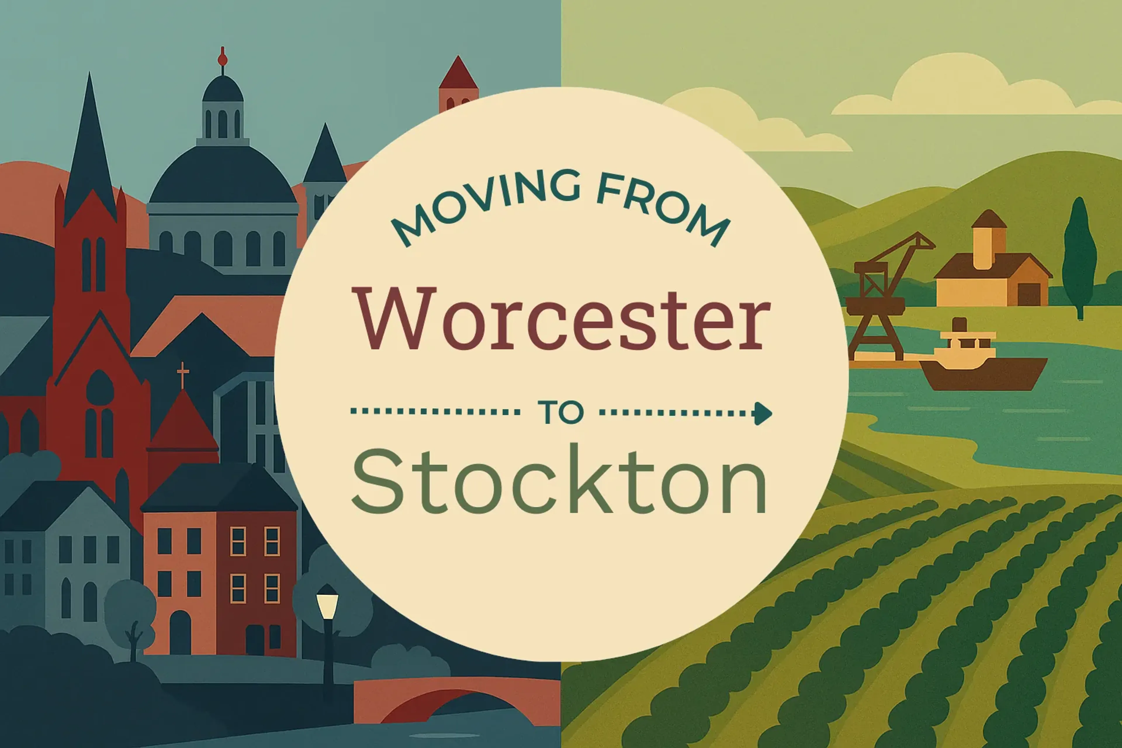 Side-by-side comparison of Worcester to Stockton moving companies