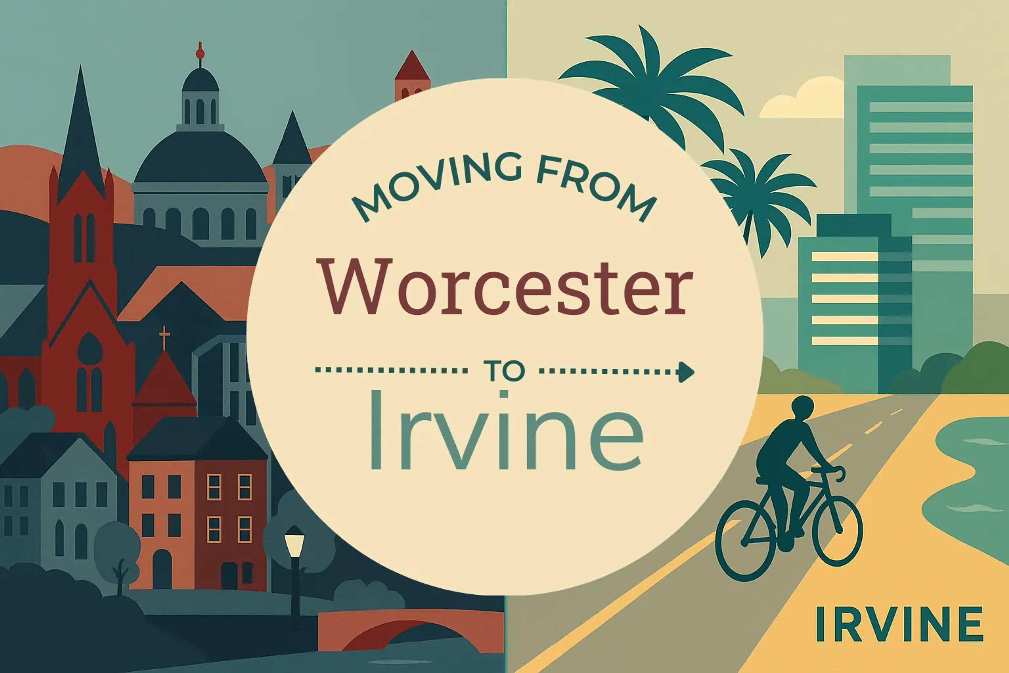 Side-by-side comparison of Worcester to Irvine moving companies
