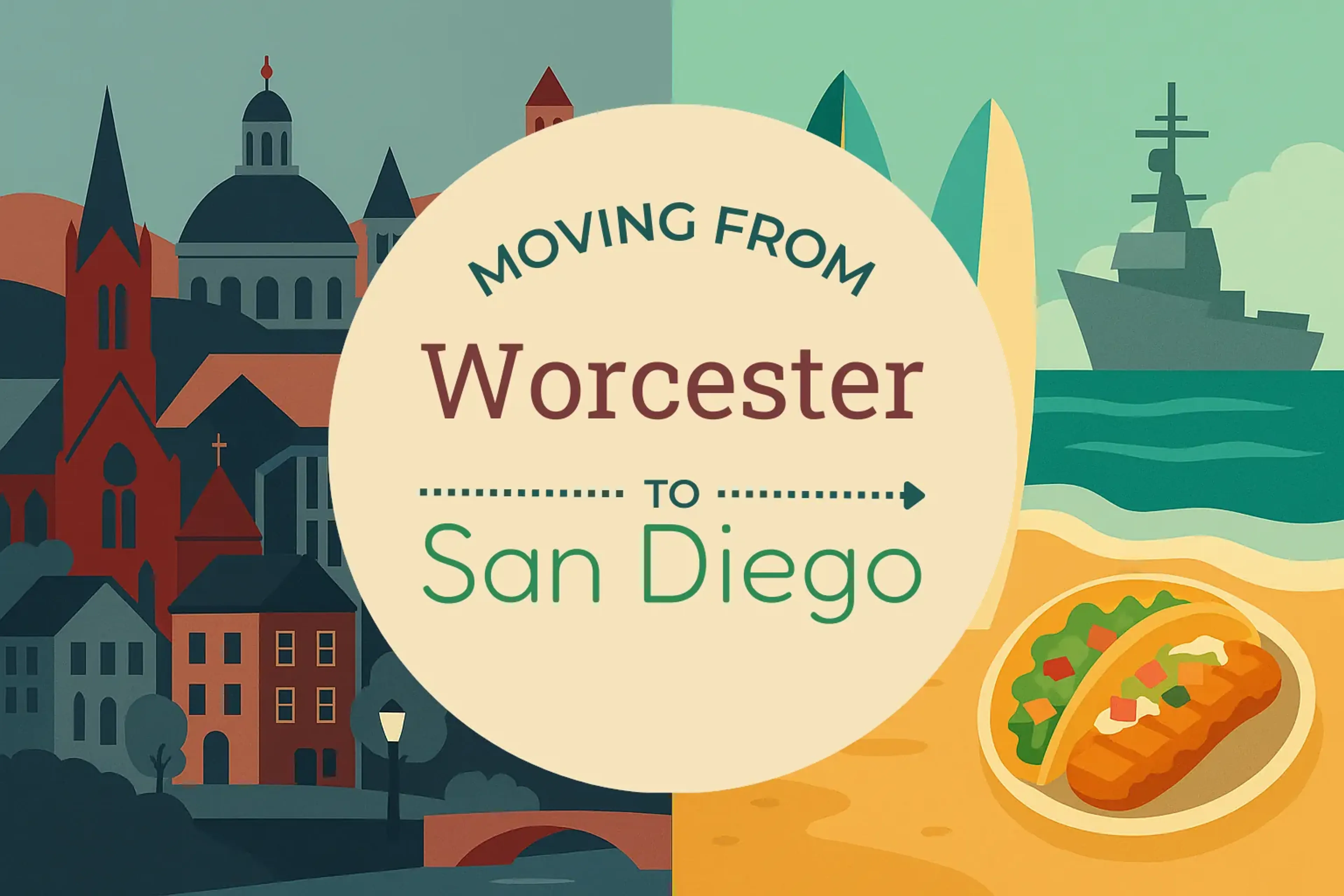 Side-by-side comparison of Worcester to San Diego moving companies