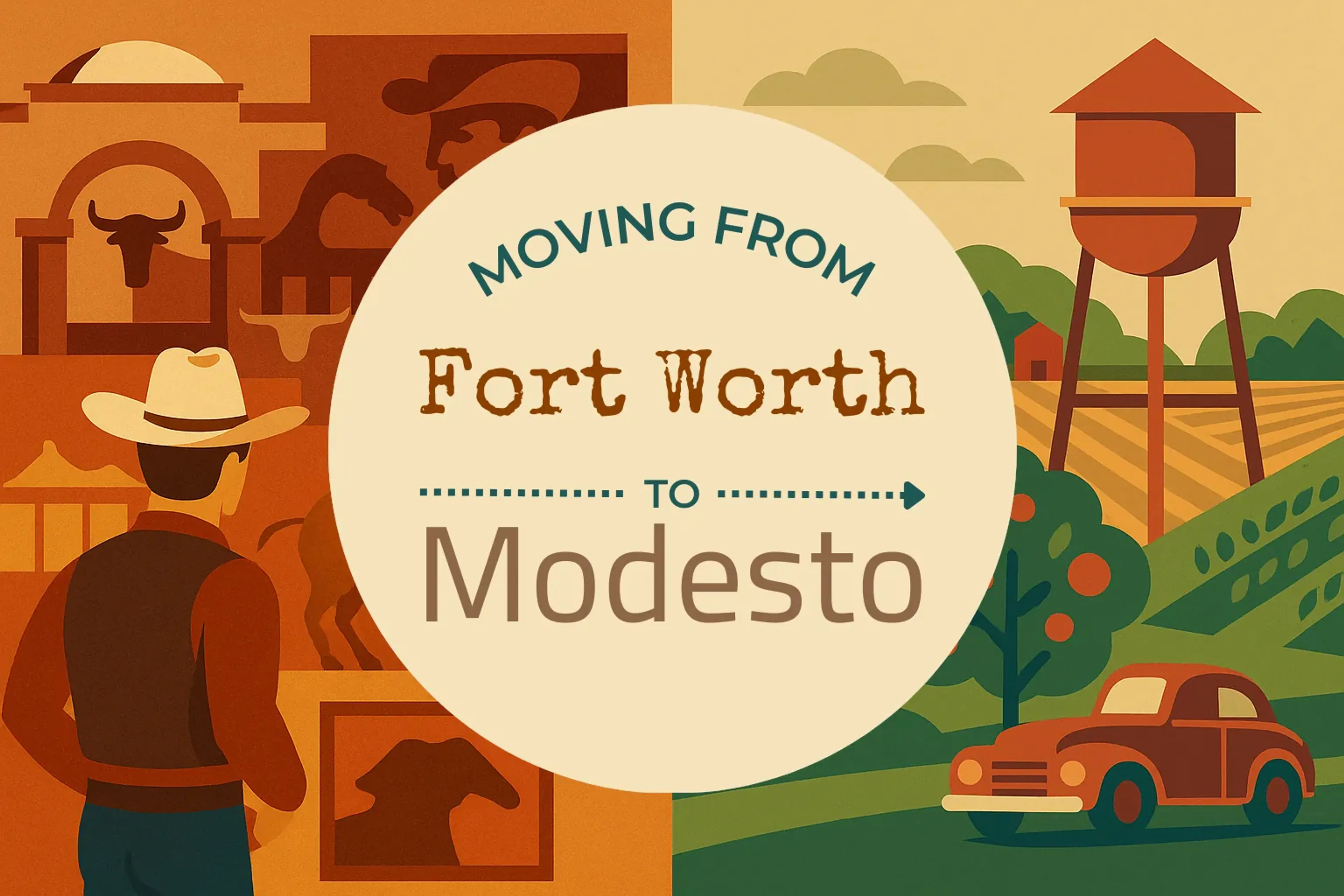 Side-by-side comparison of Fort Worth to Modesto moving companies
