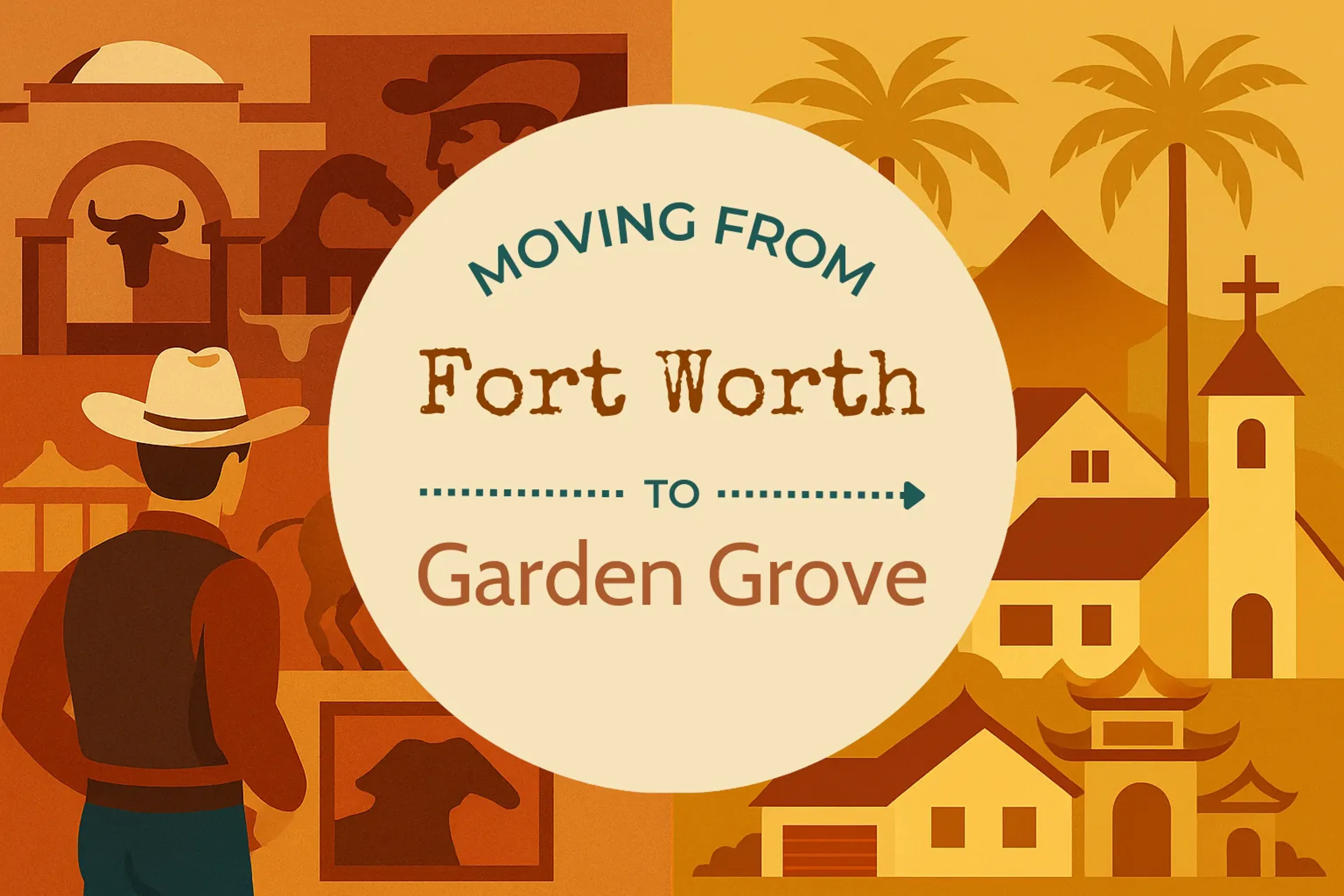 Side-by-side comparison of Fort Worth to Garden Grove moving companies