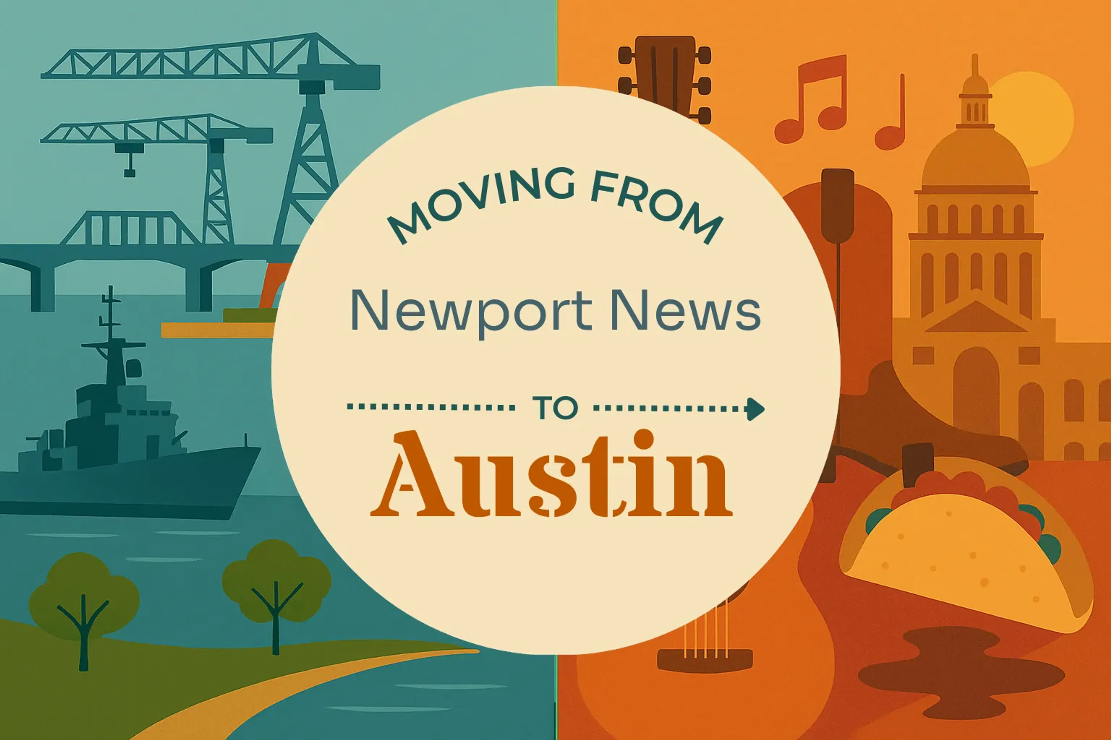 Side-by-side comparison of Newport News to Austin moving companies