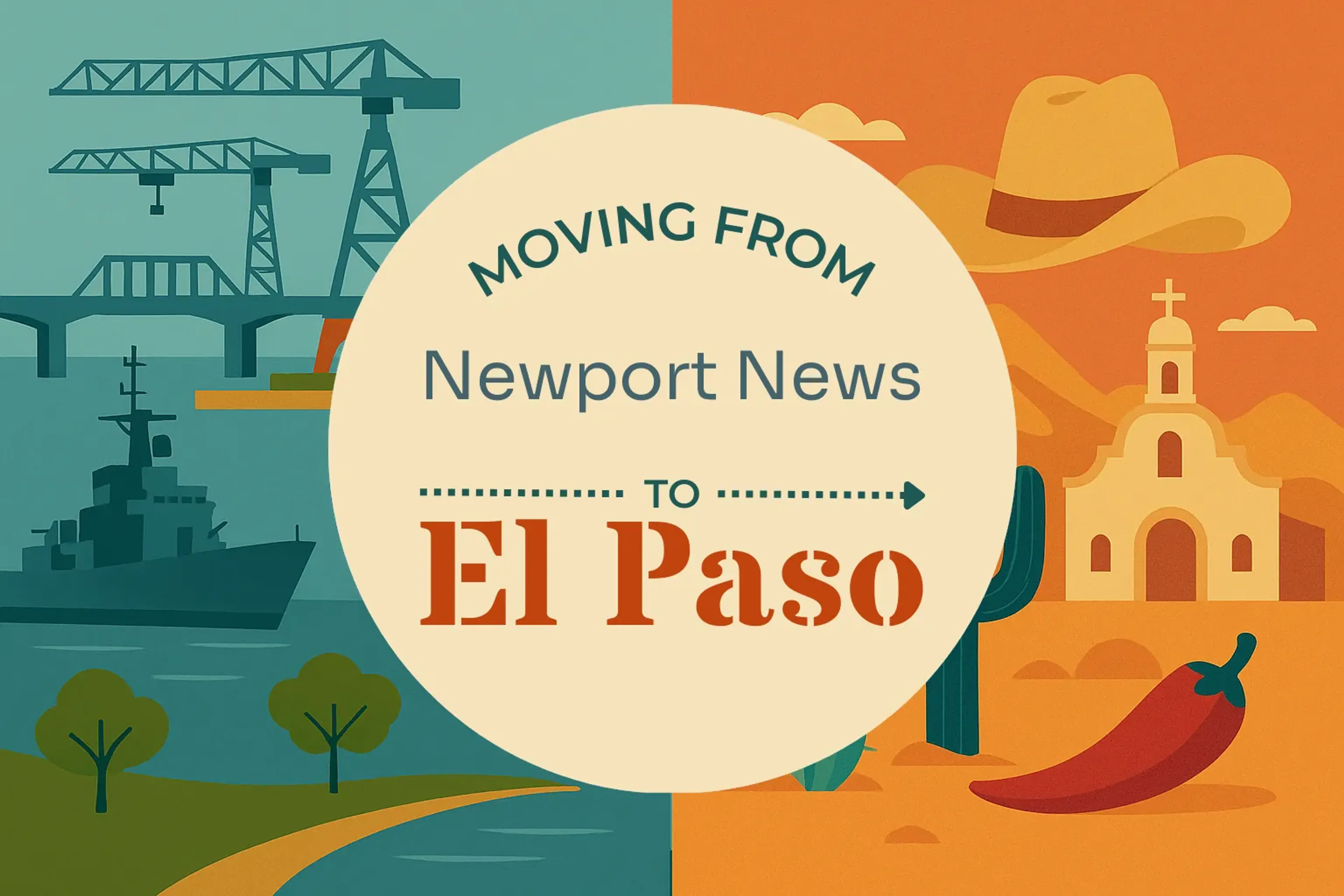 Side-by-side comparison of Newport News to El Paso moving companies