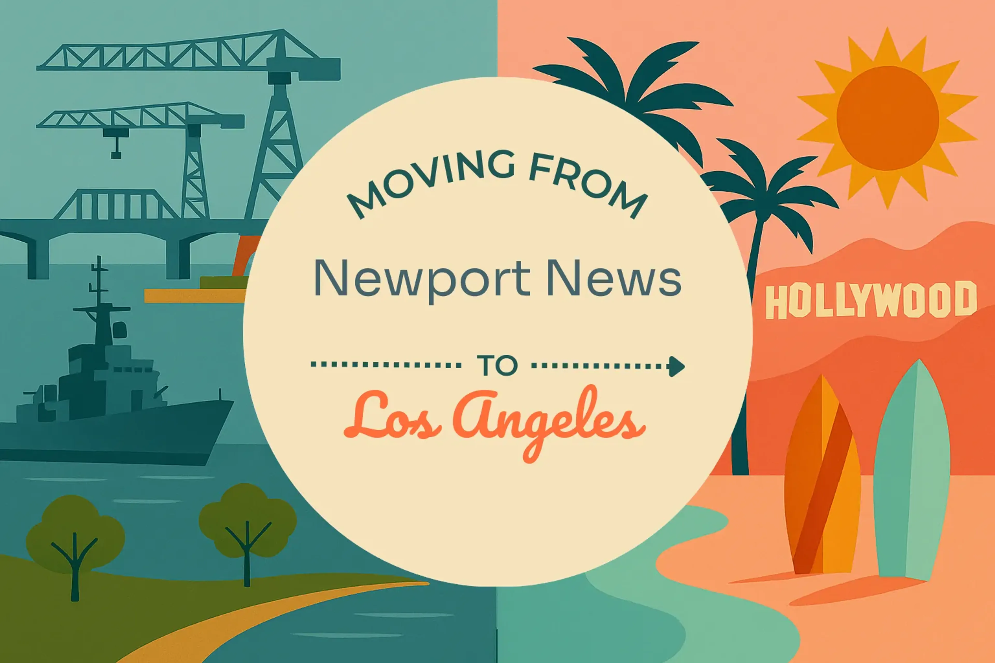 Side-by-side comparison of Newport News to Los Angeles moving companies