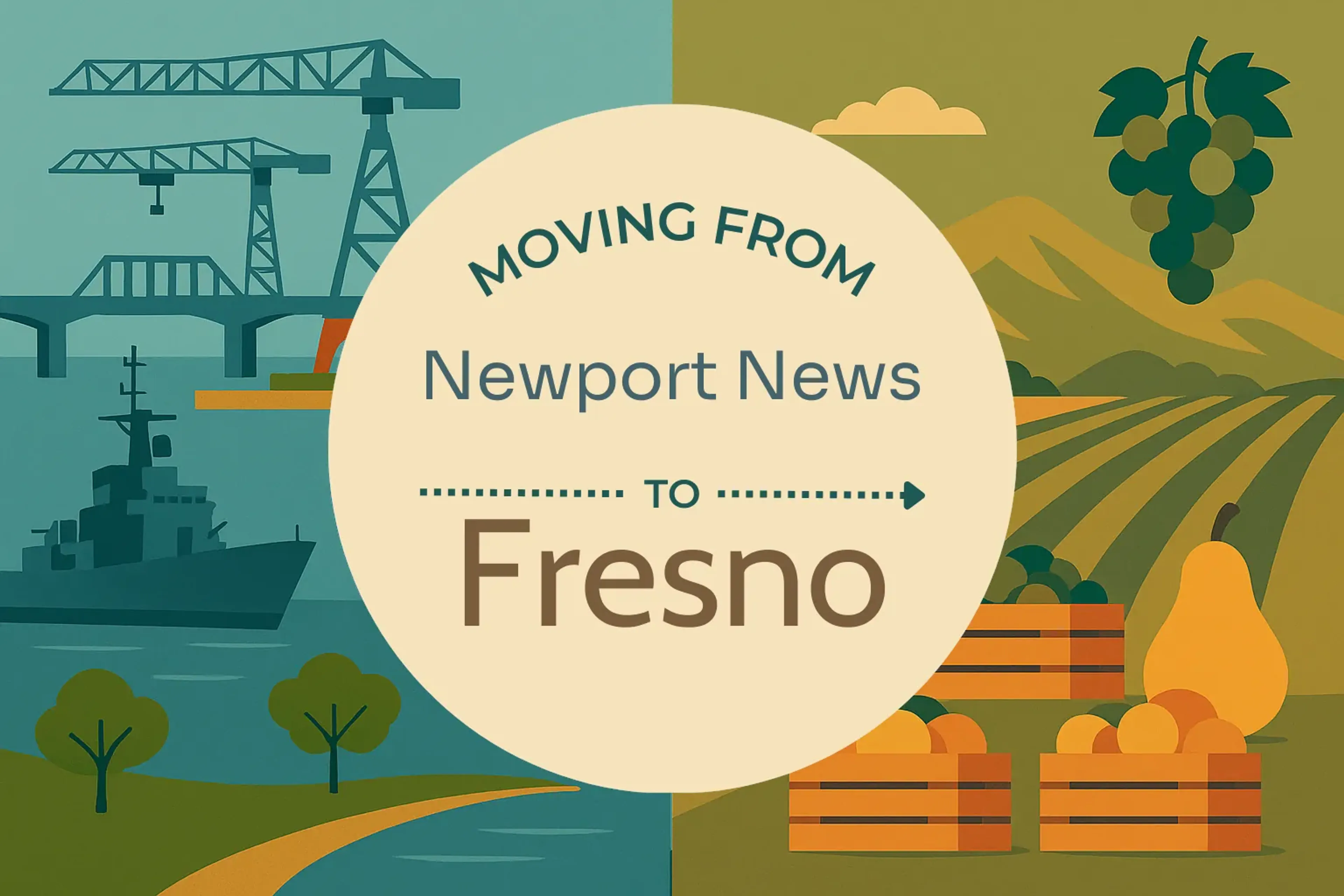 Side-by-side comparison of Newport News to Fresno moving companies