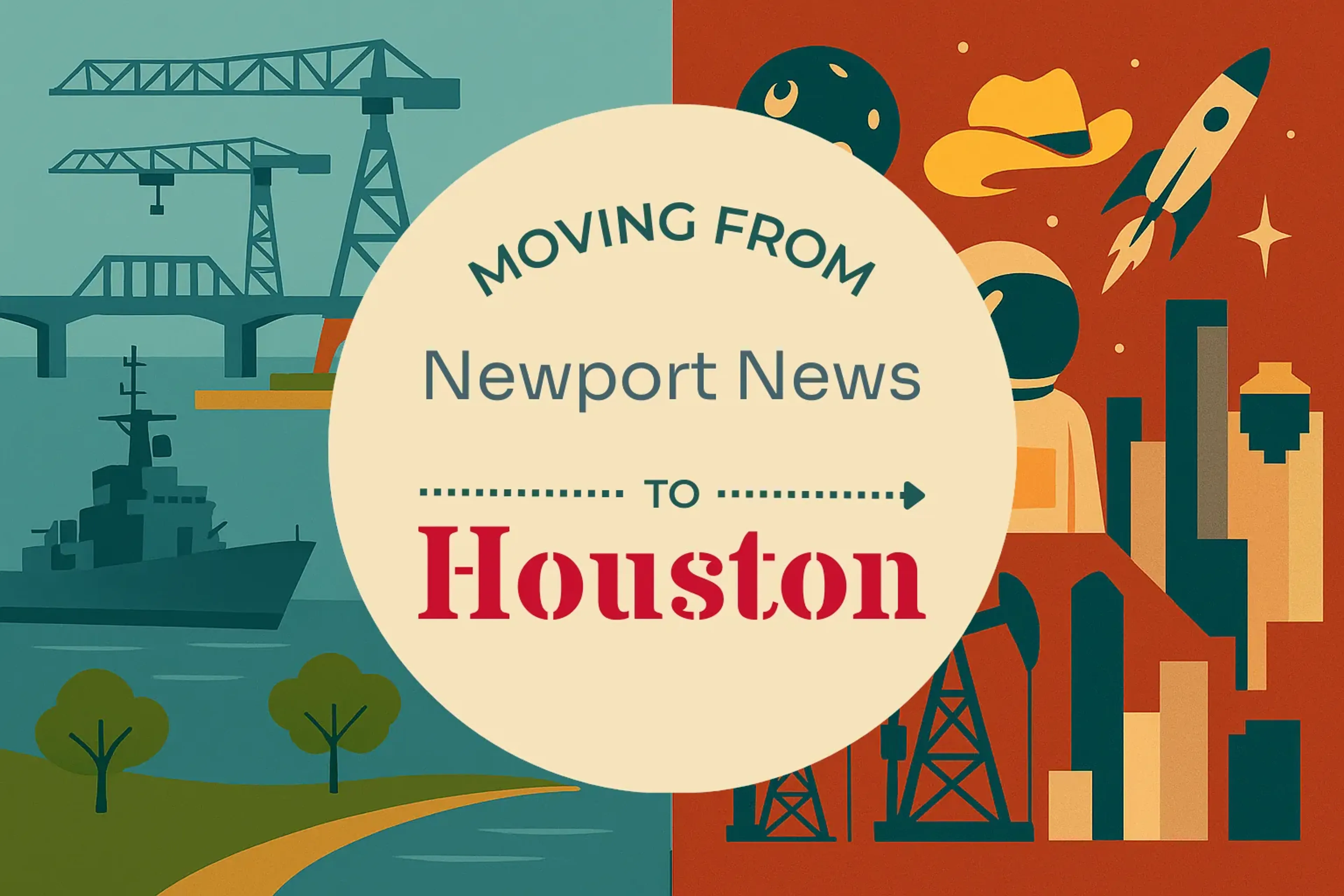Side-by-side comparison of Newport News to Houston moving companies
