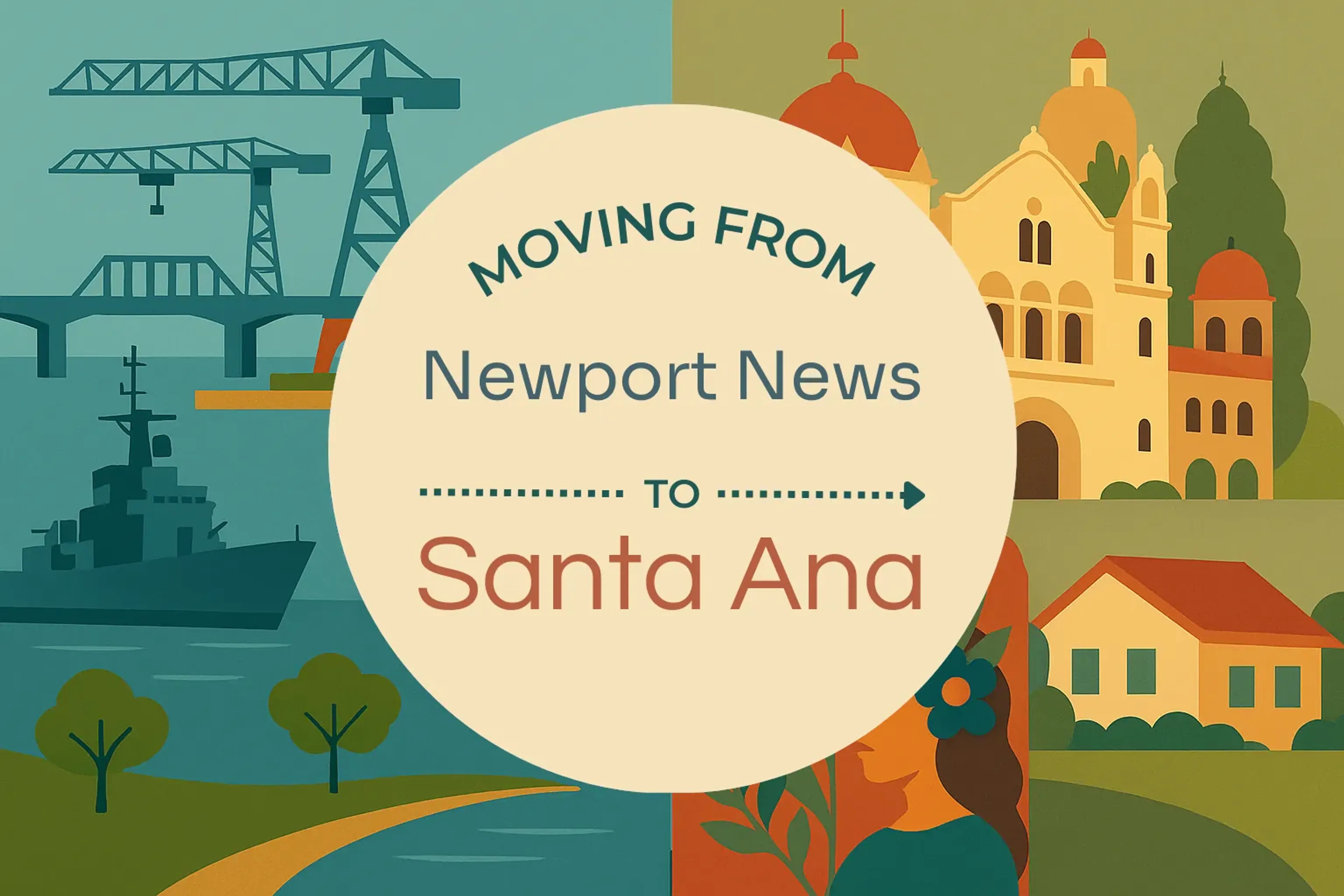 Side-by-side comparison of Newport News to Santa Ana moving companies