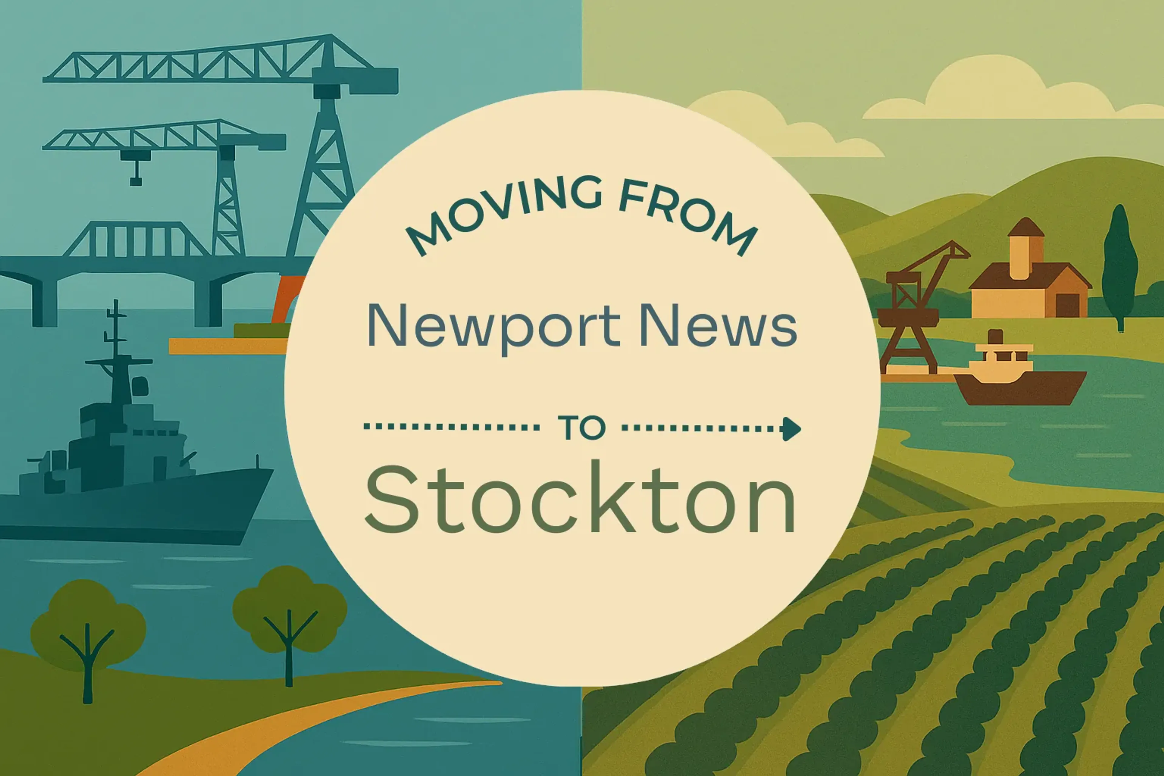 Side-by-side comparison of Newport News to Stockton moving companies