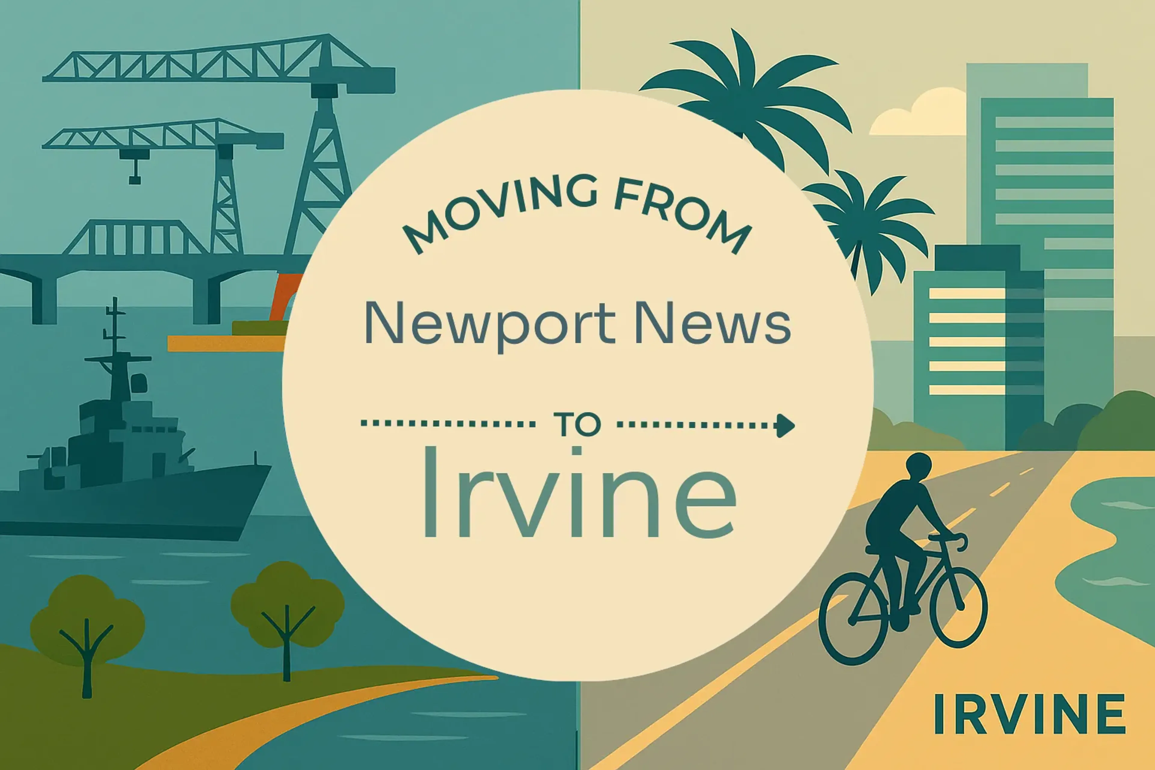 Side-by-side comparison of Newport News to Irvine moving companies