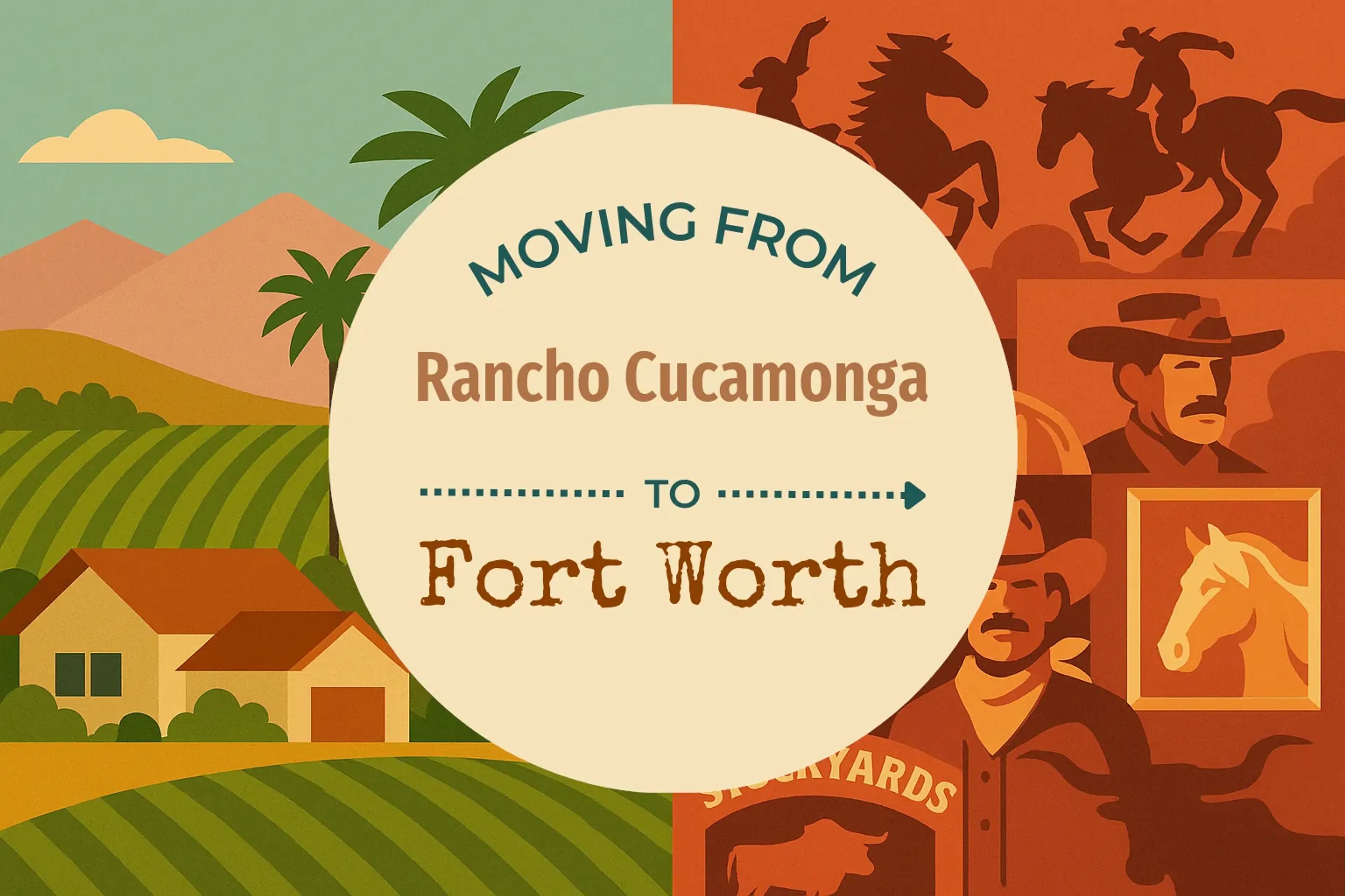 Side-by-side comparison of Rancho Cucamonga to Fort Worth moving companies