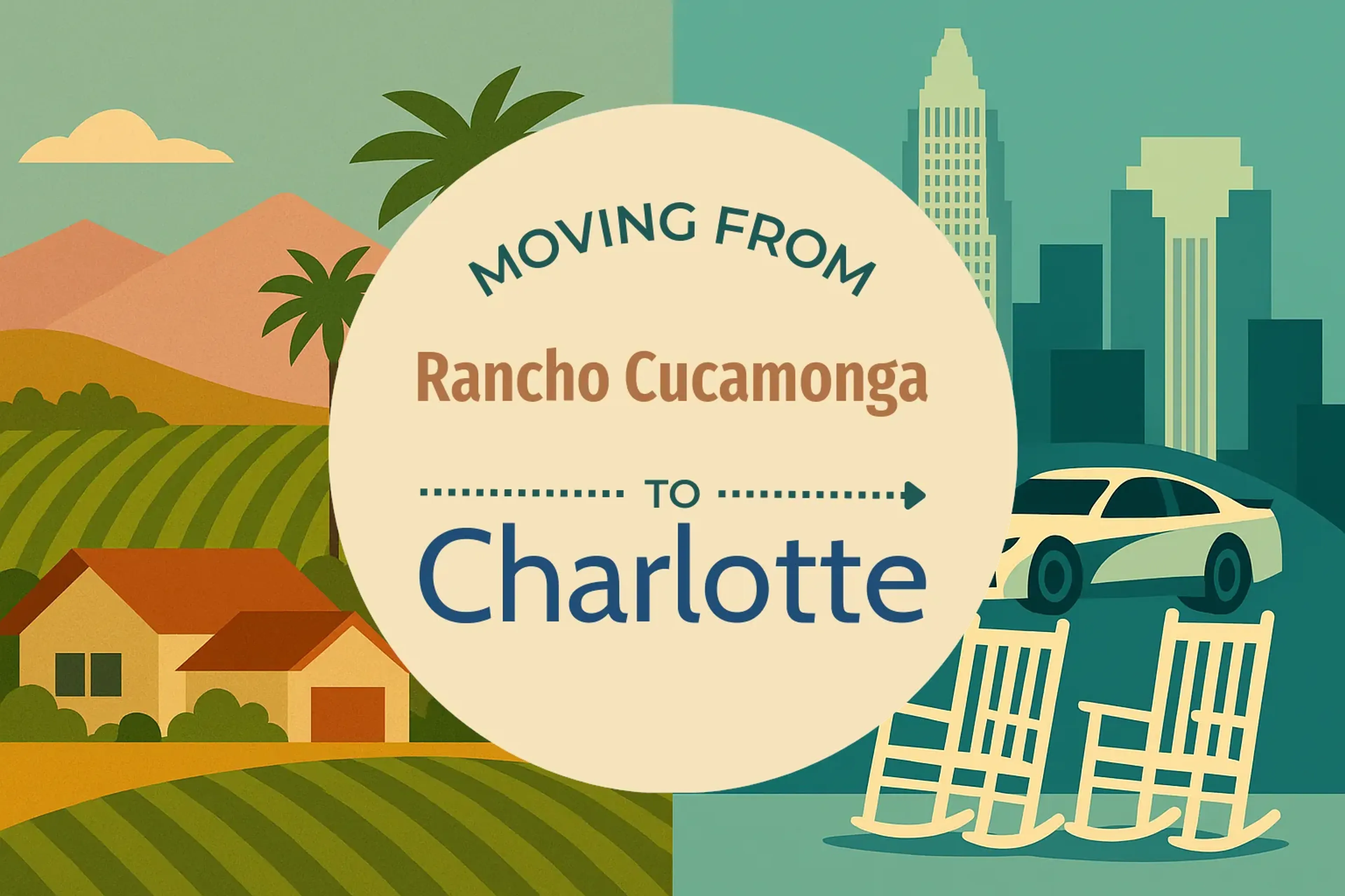 Side-by-side comparison of Rancho Cucamonga to Charlotte moving companies
