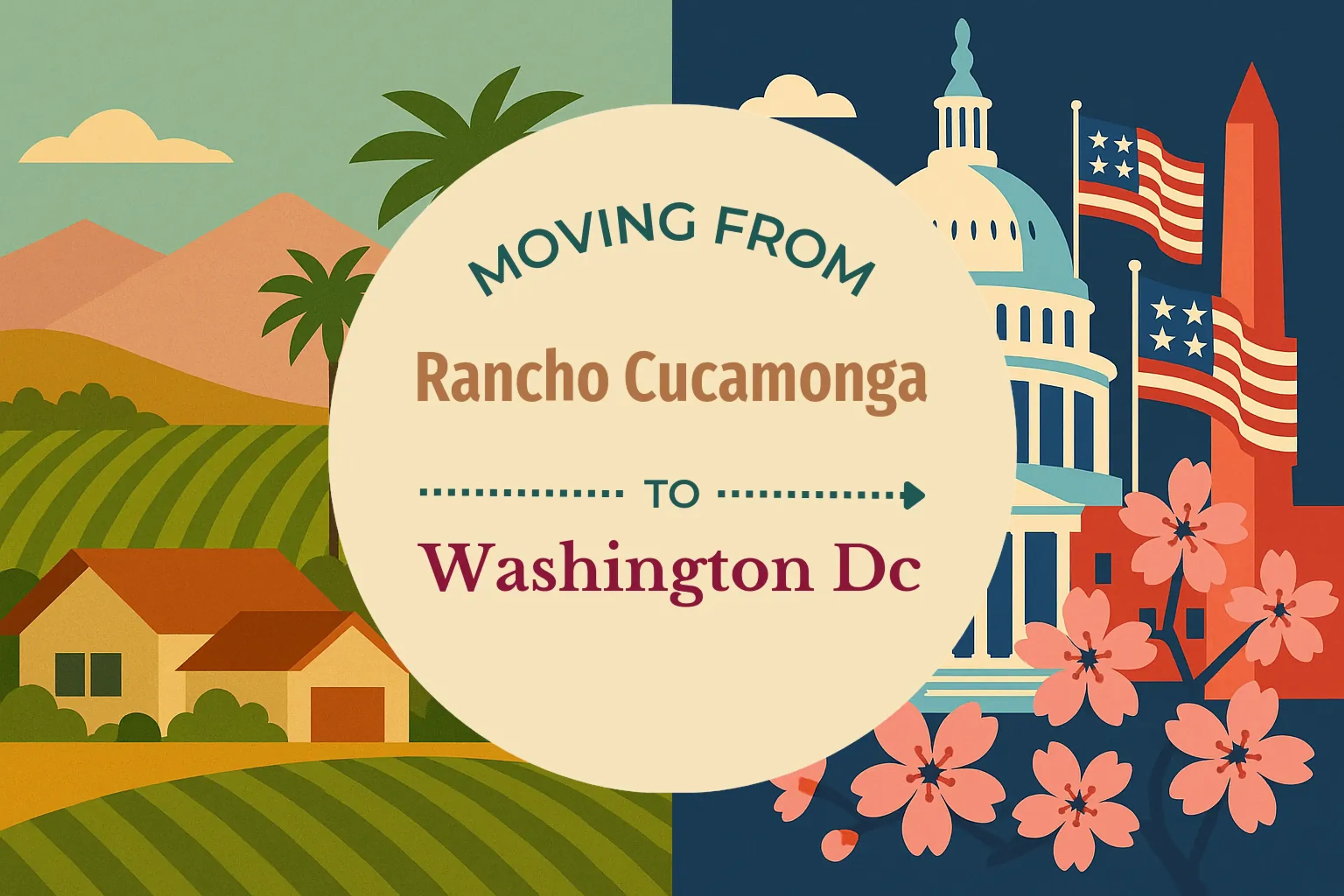 Side-by-side comparison of Rancho Cucamonga to Washington DC moving companies