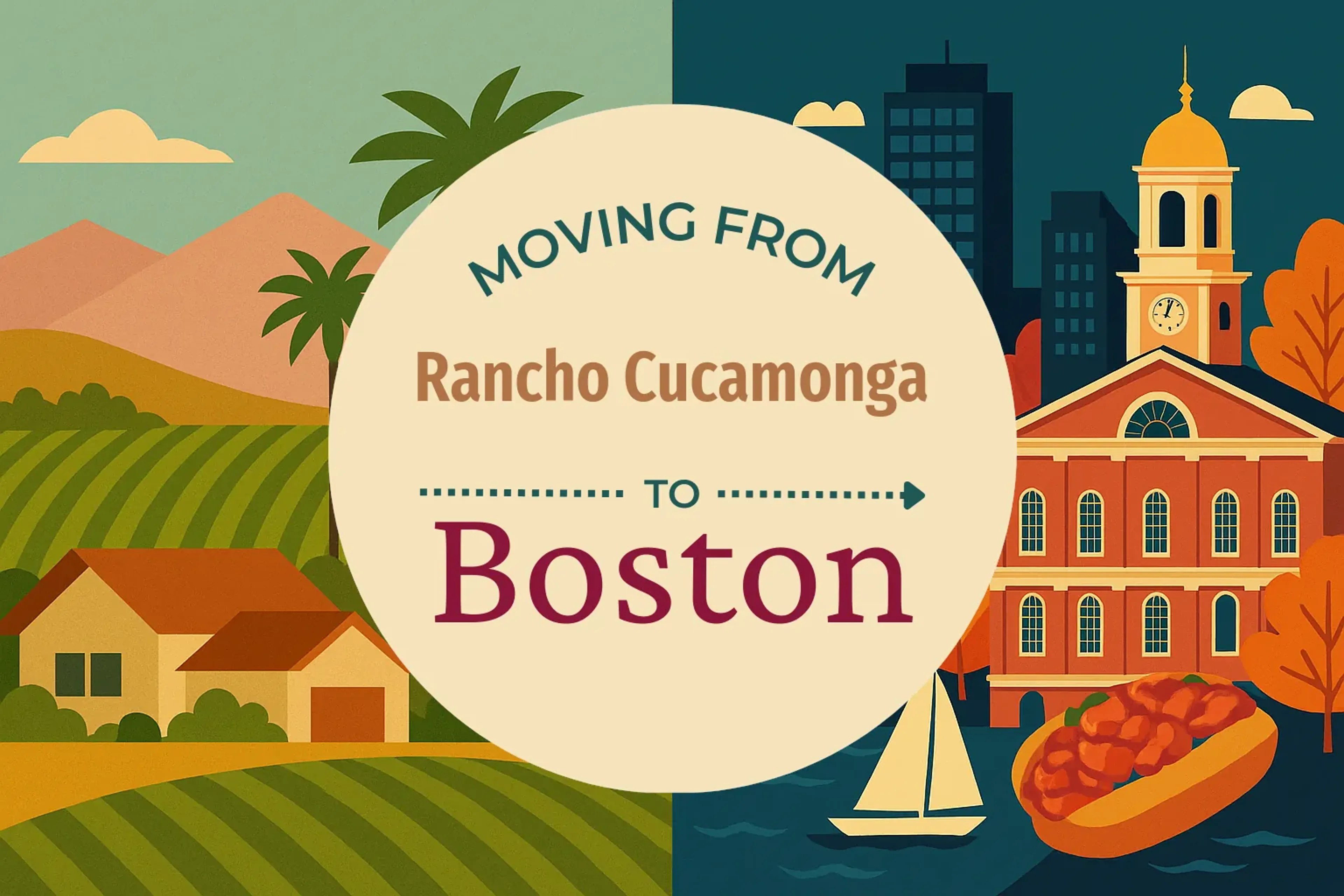 Side-by-side comparison of Rancho Cucamonga to Boston moving companies