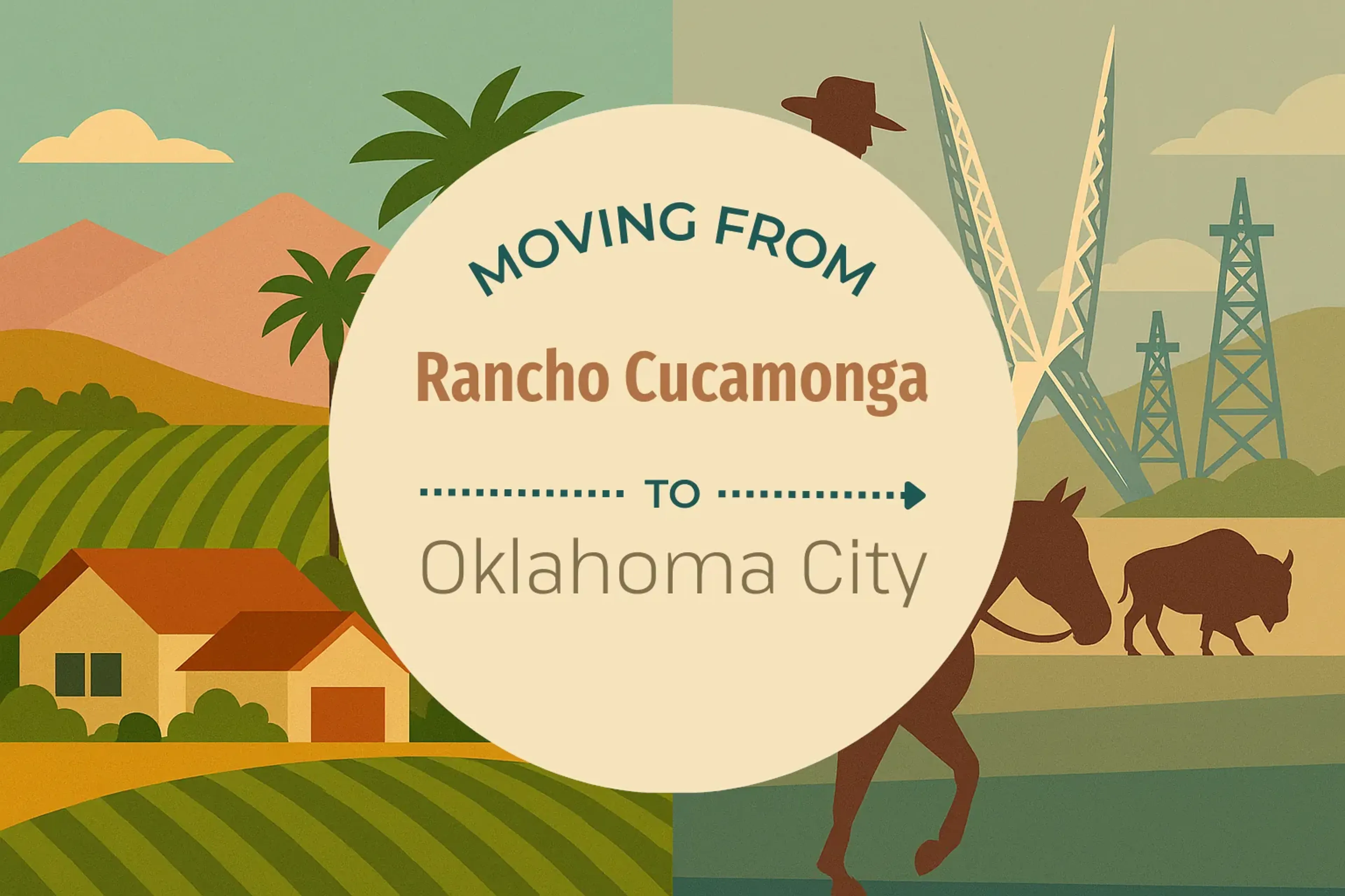 Side-by-side comparison of Rancho Cucamonga to Oklahoma City moving companies