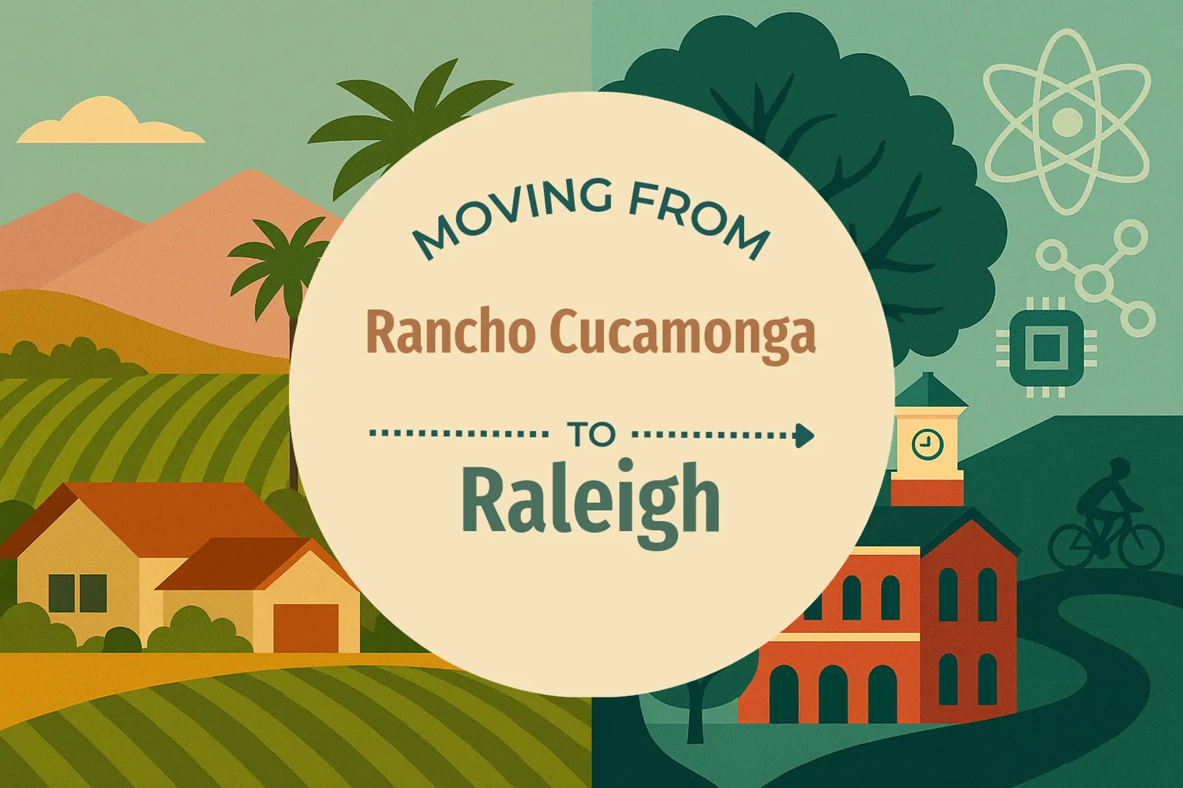 Side-by-side comparison of Rancho Cucamonga to Raleigh moving companies