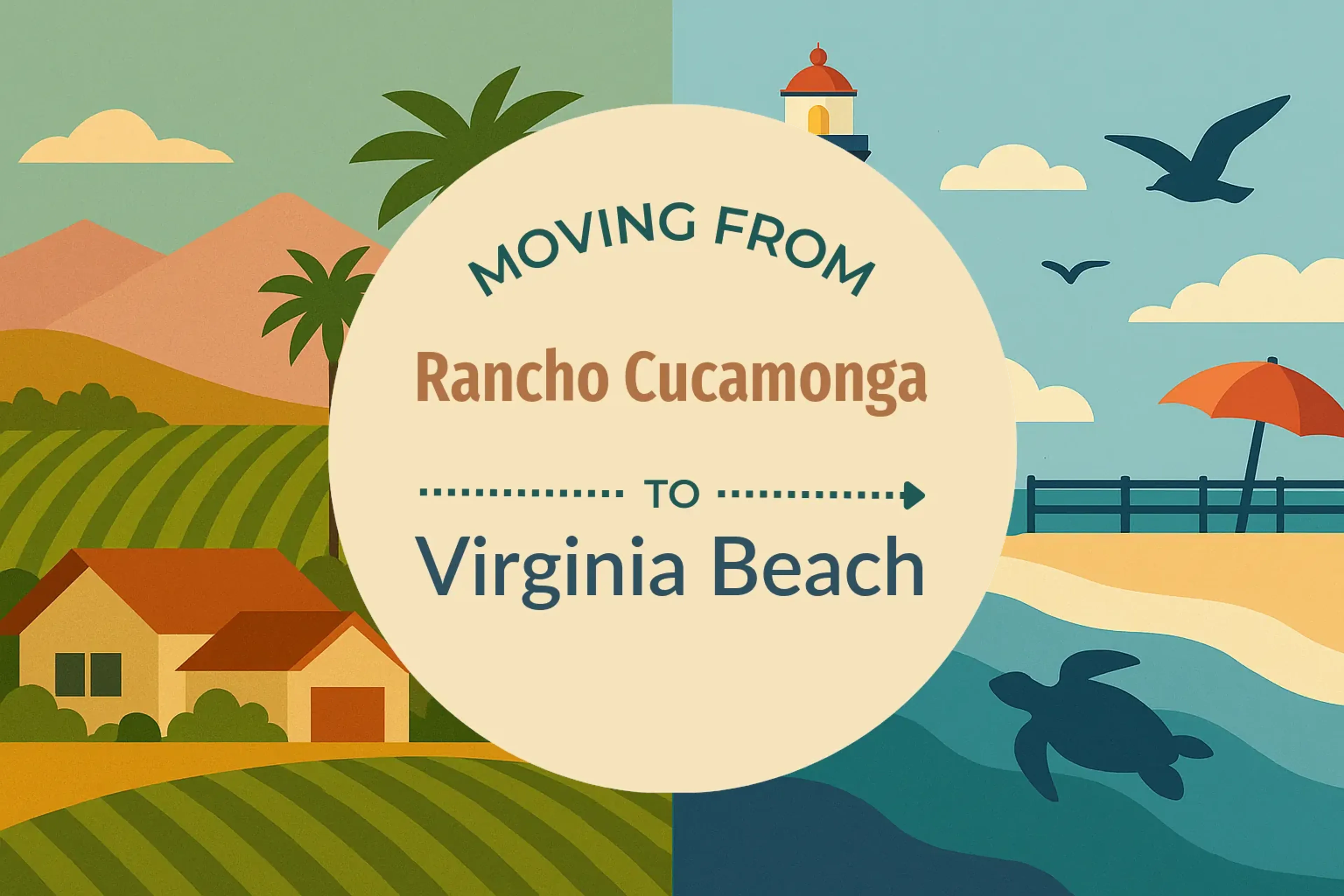 Side-by-side comparison of Rancho Cucamonga to Virginia Beach moving companies