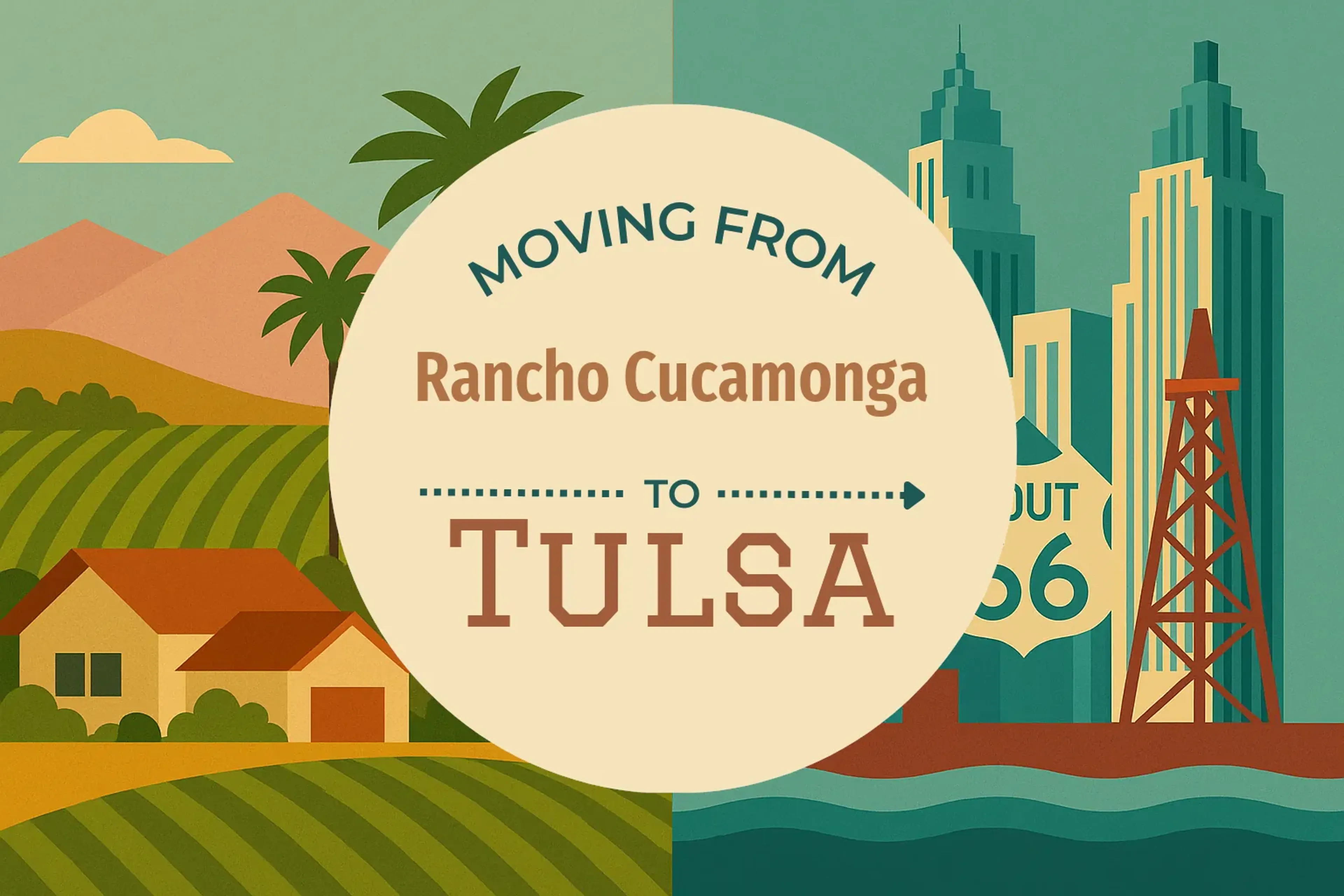 Side-by-side comparison of Rancho Cucamonga to Tulsa moving companies