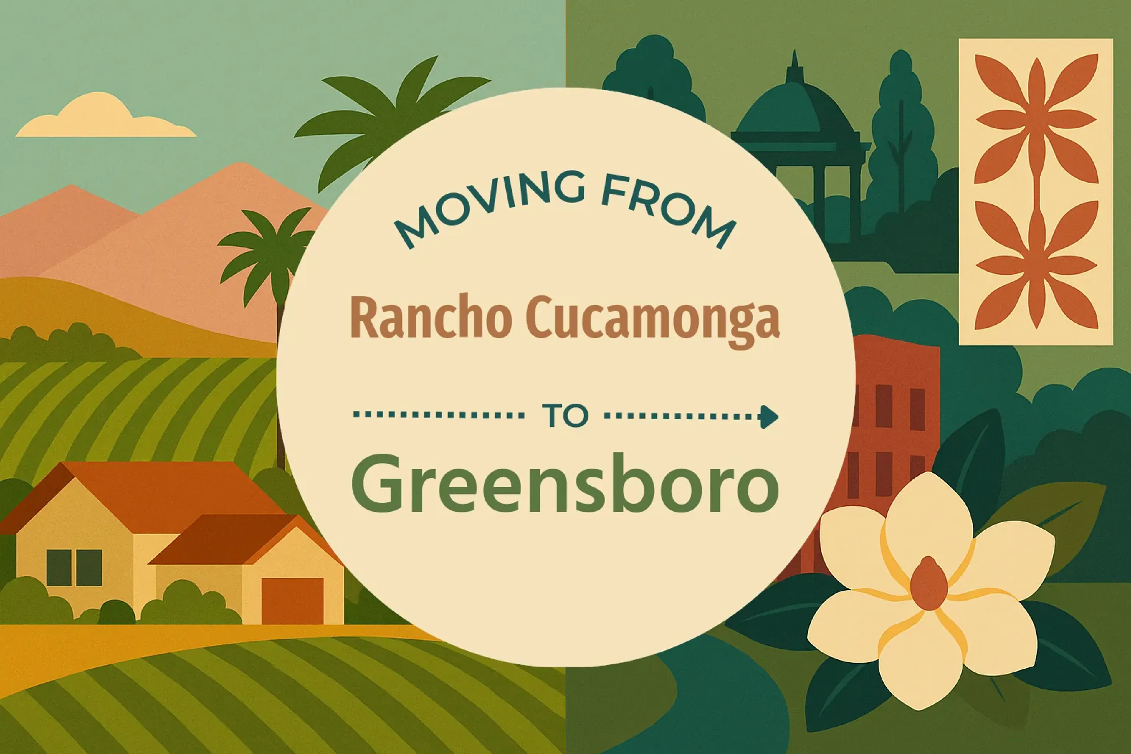 Side-by-side comparison of Rancho Cucamonga to Greensboro moving companies