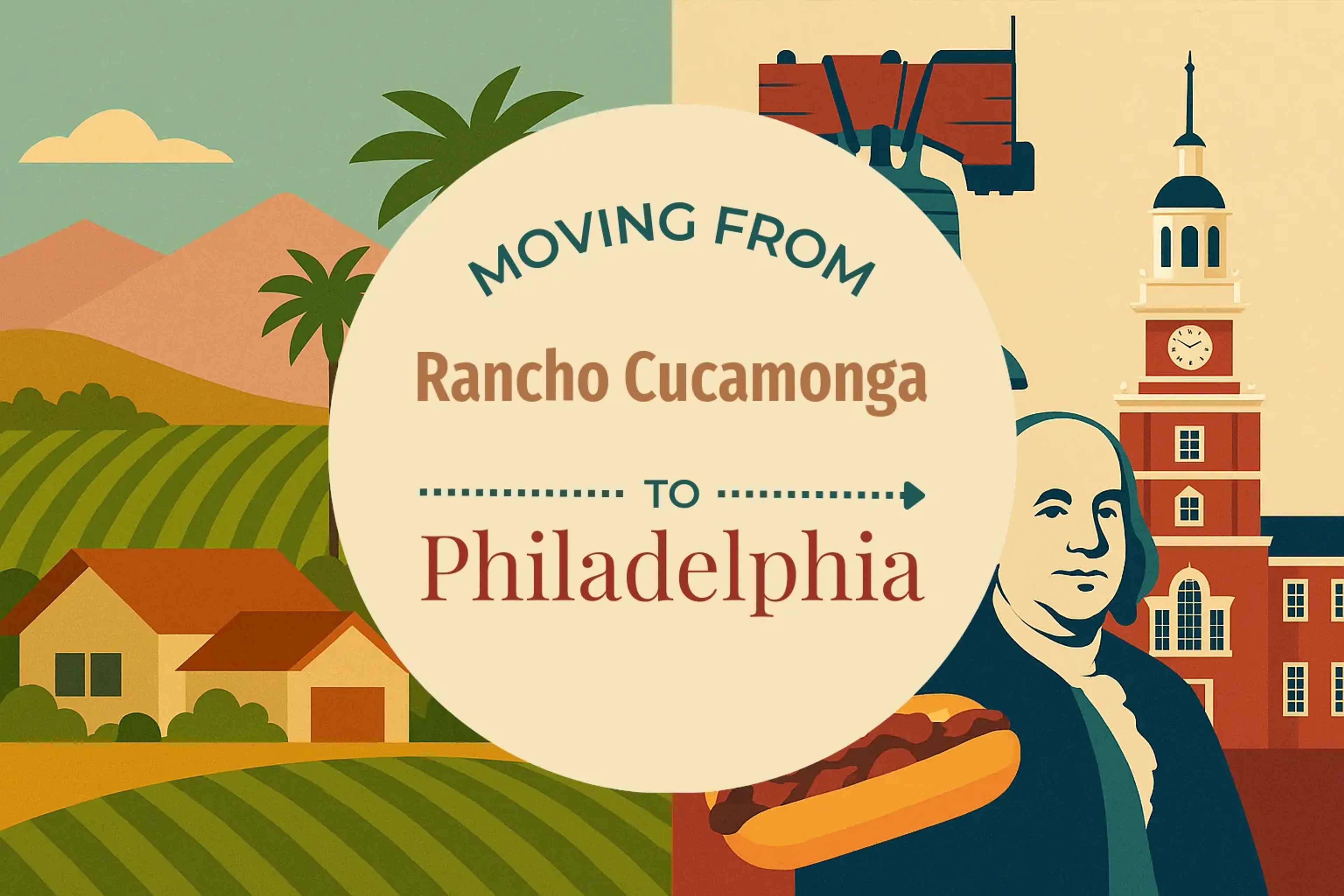 Side-by-side comparison of Rancho Cucamonga to Philadelphia moving companies