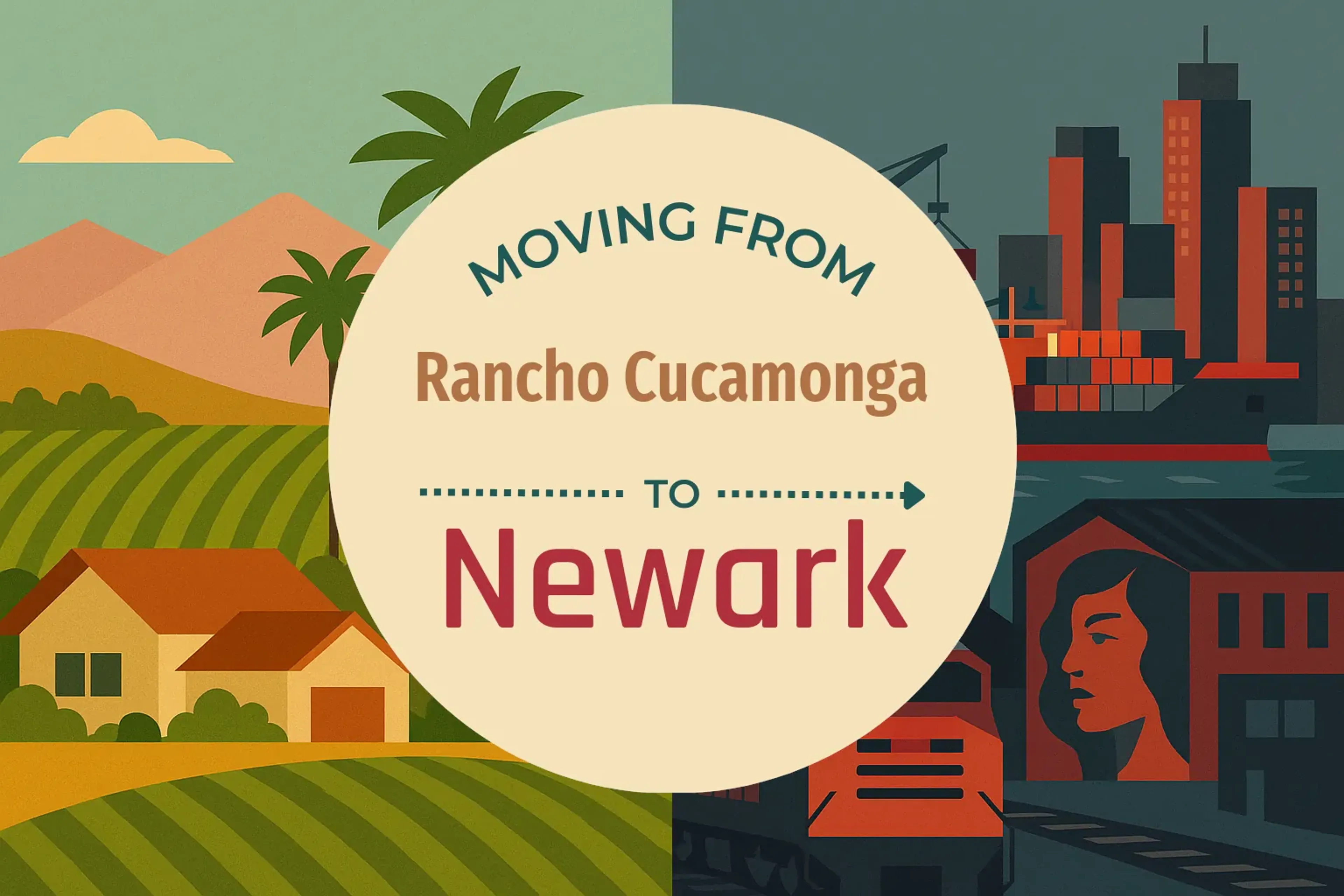 Side-by-side comparison of Rancho Cucamonga to Newark moving companies