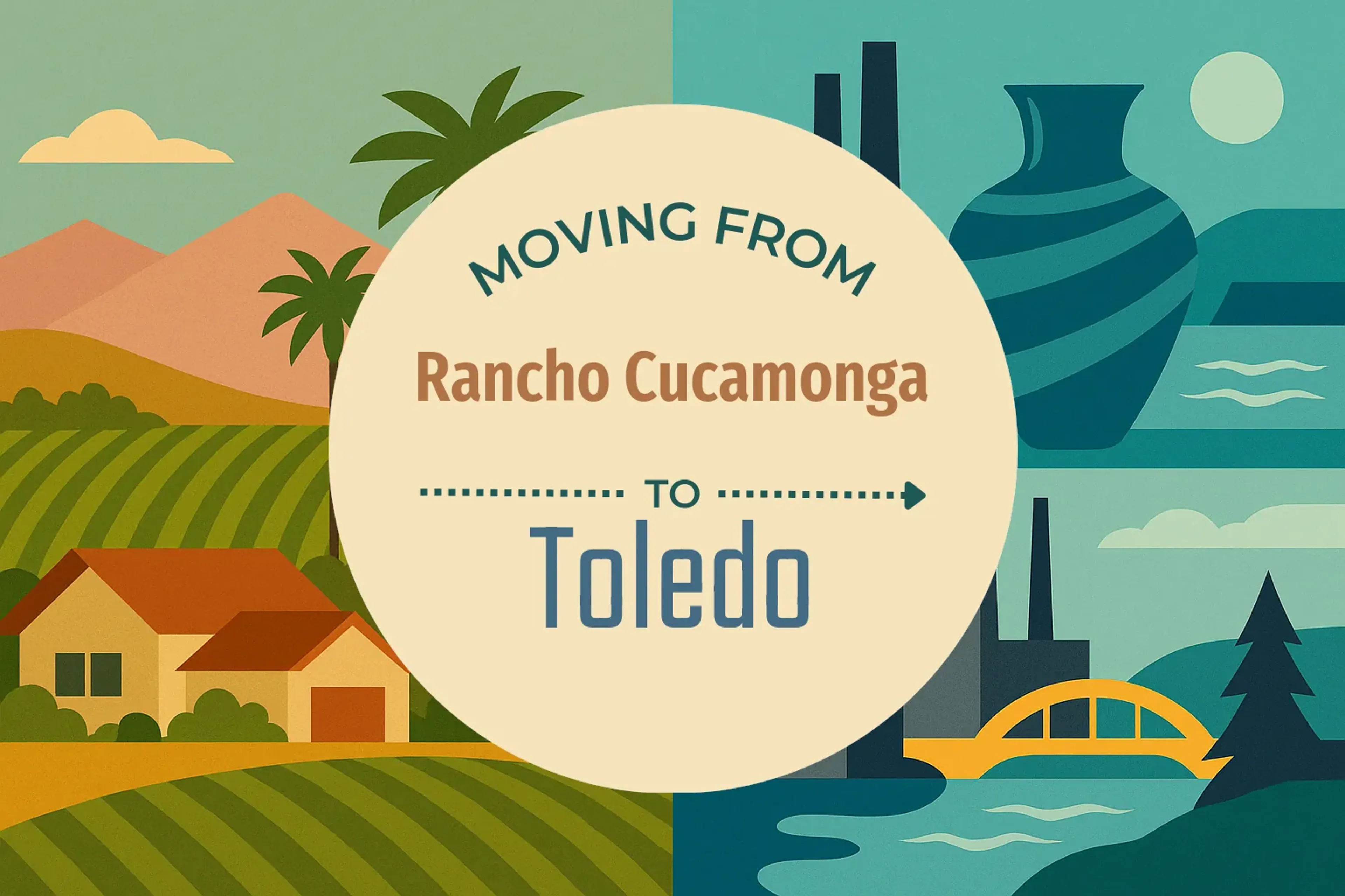 Side-by-side comparison of Rancho Cucamonga to Toledo moving companies