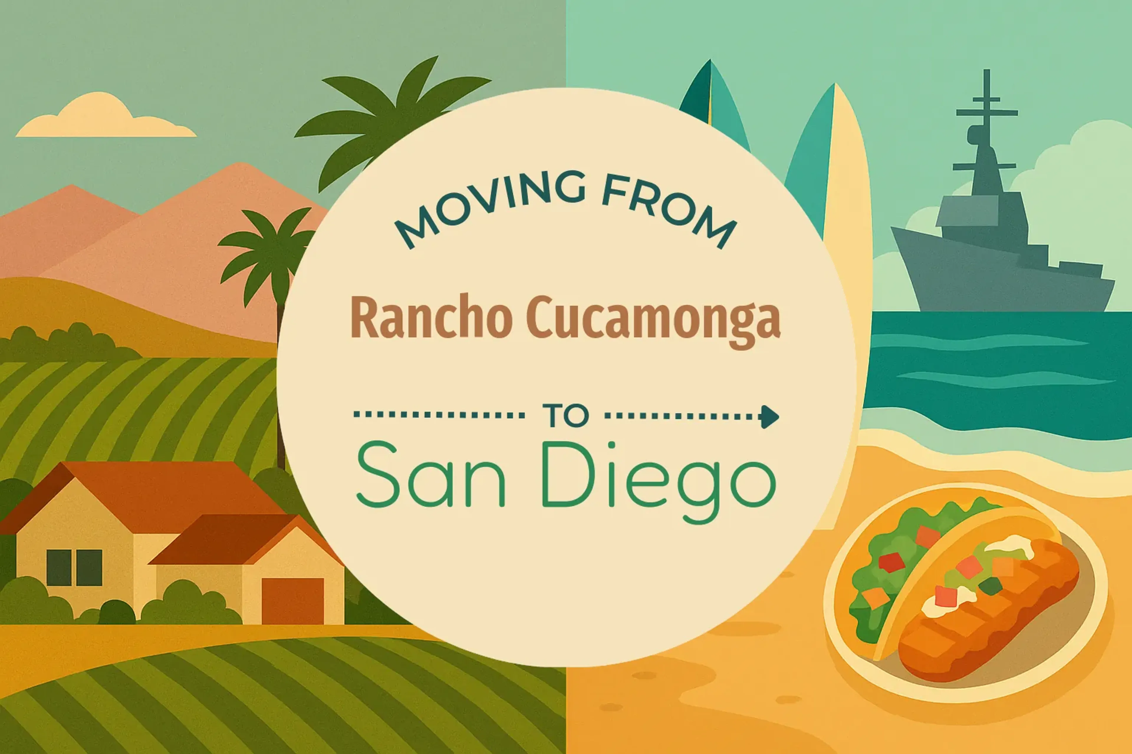 Side-by-side comparison of Rancho Cucamonga to San Diego moving companies