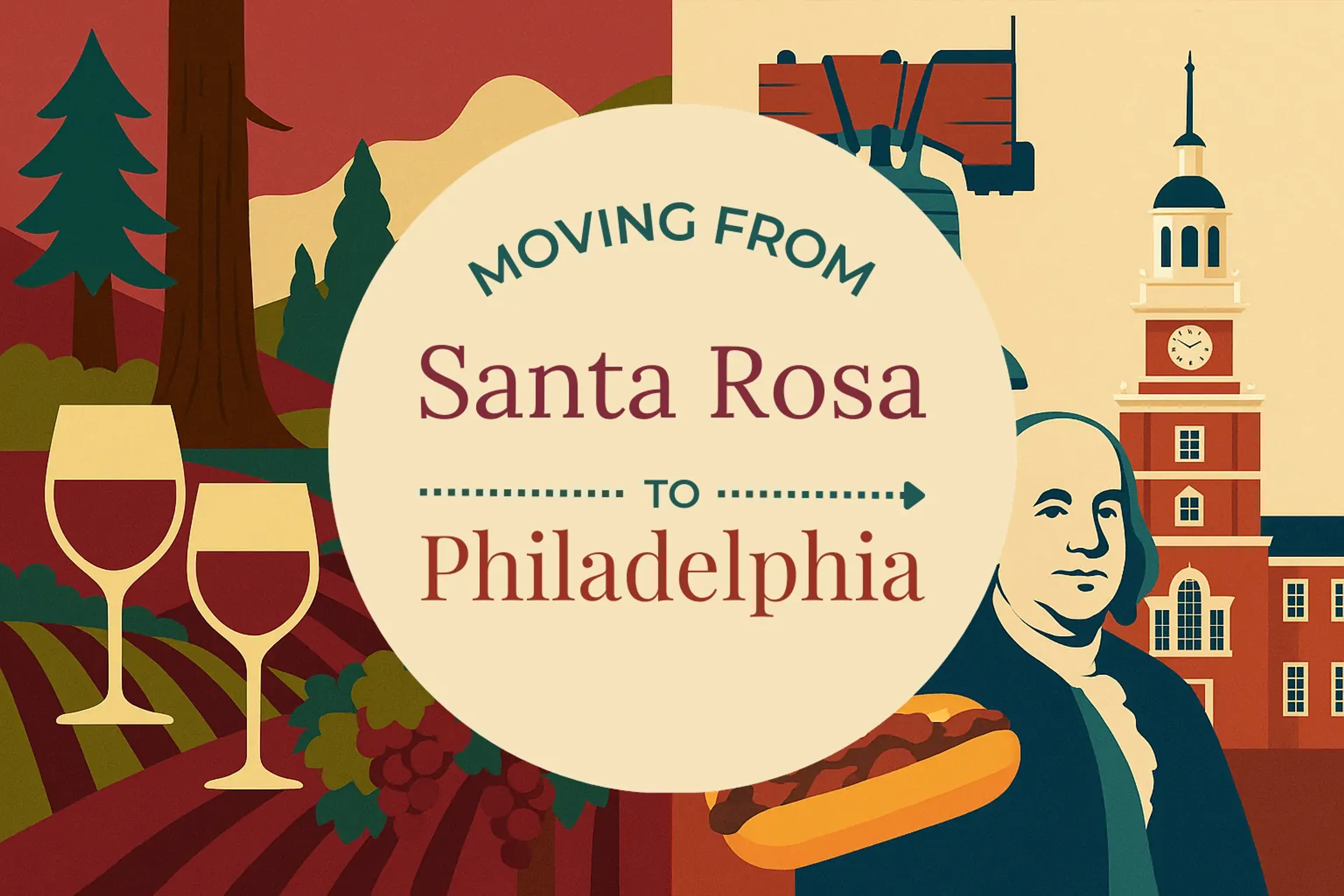 Side-by-side comparison of Santa Rosa to Philadelphia moving companies