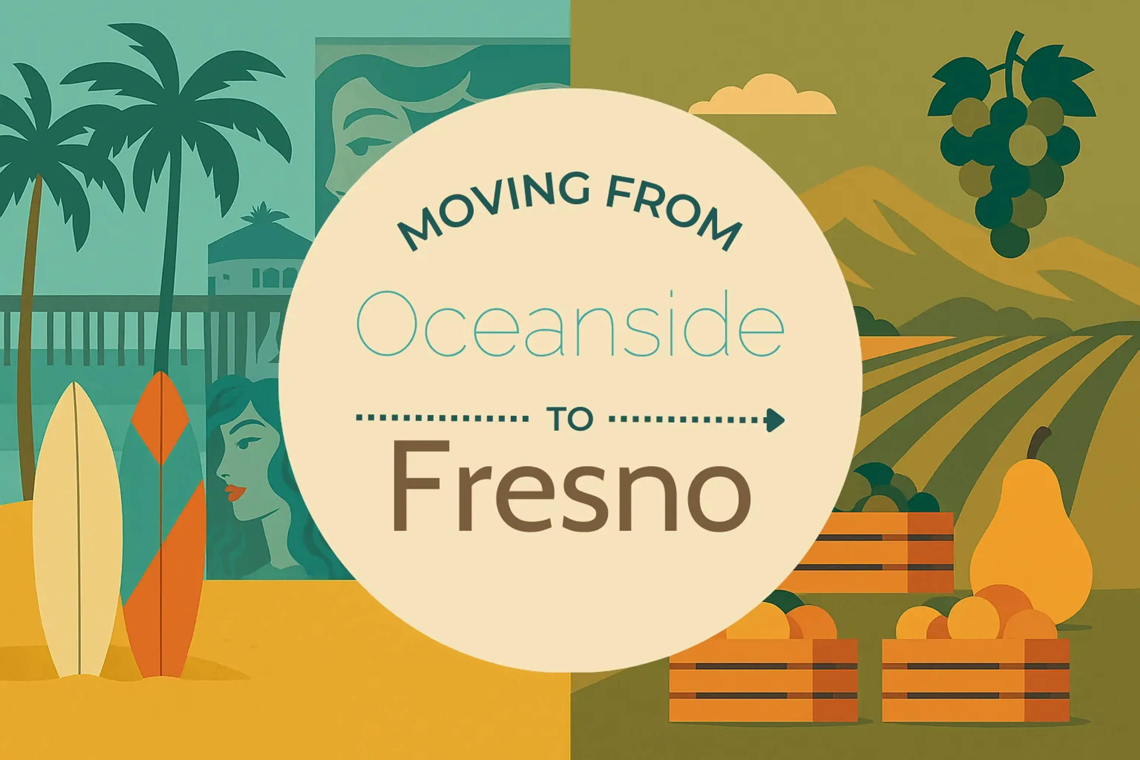 Side-by-side comparison of Oceanside to Fresno moving companies