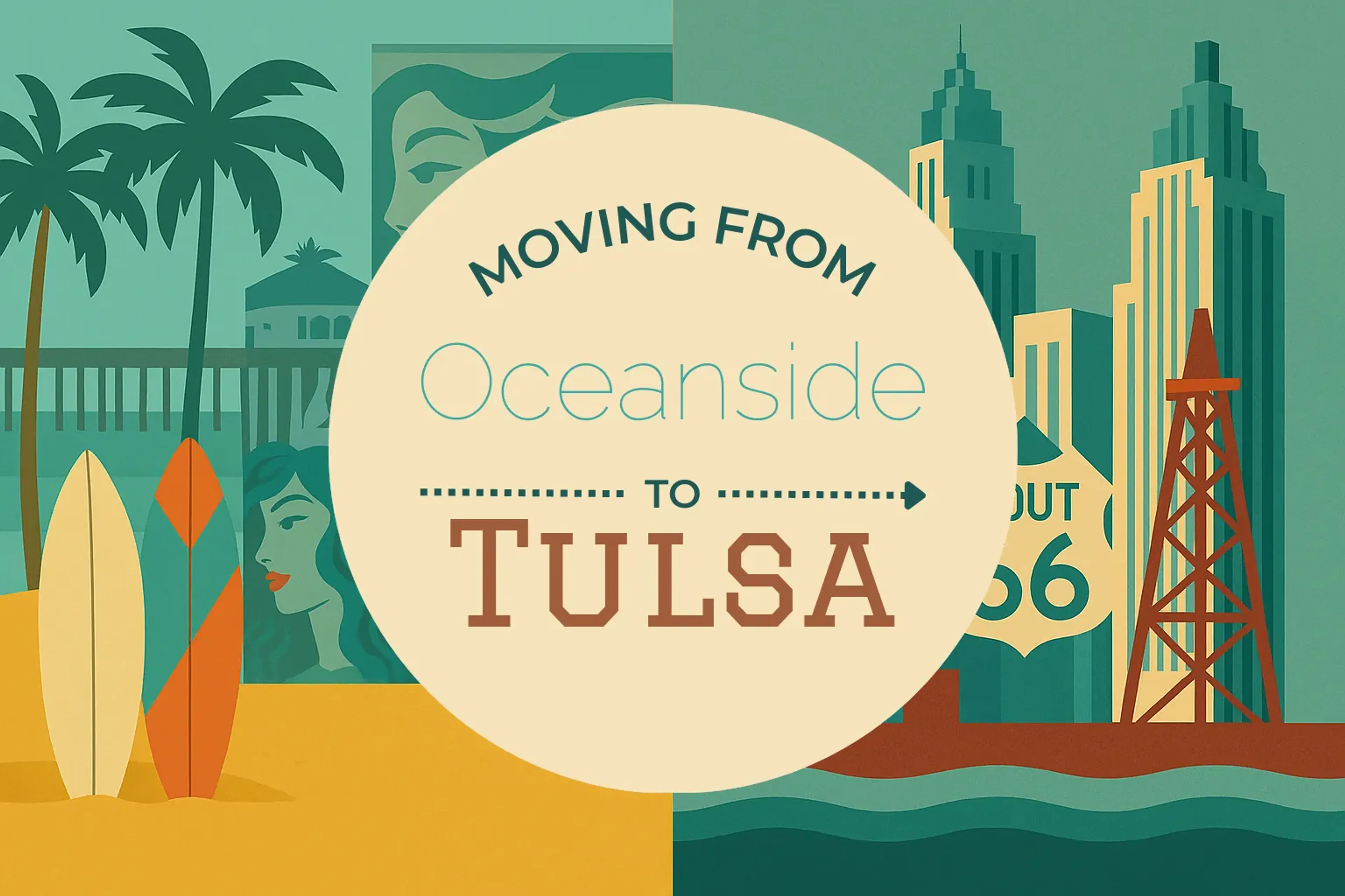 Side-by-side comparison of Oceanside to Tulsa moving companies