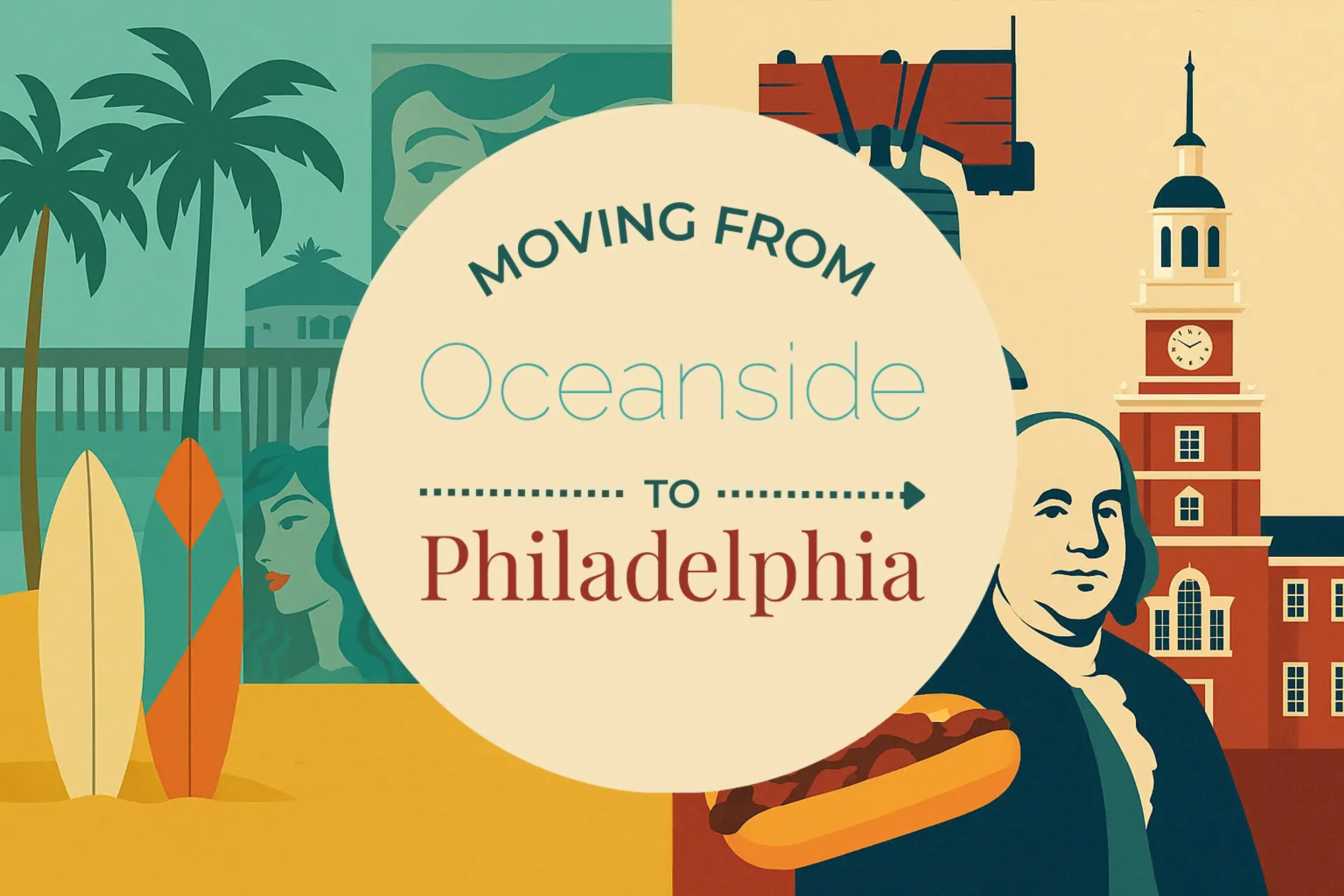 Side-by-side comparison of Oceanside to Philadelphia moving companies