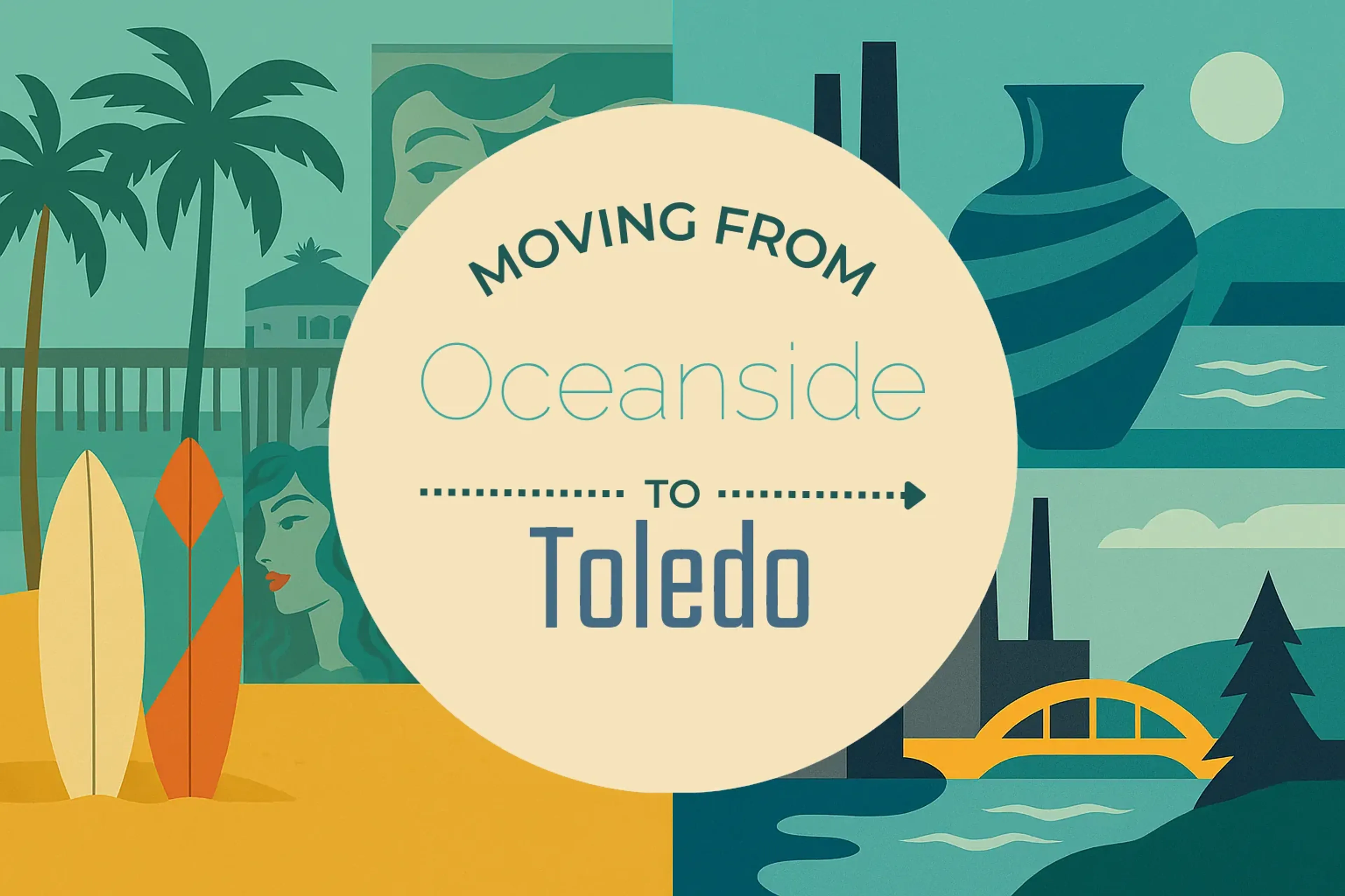 Side-by-side comparison of Oceanside to Toledo moving companies