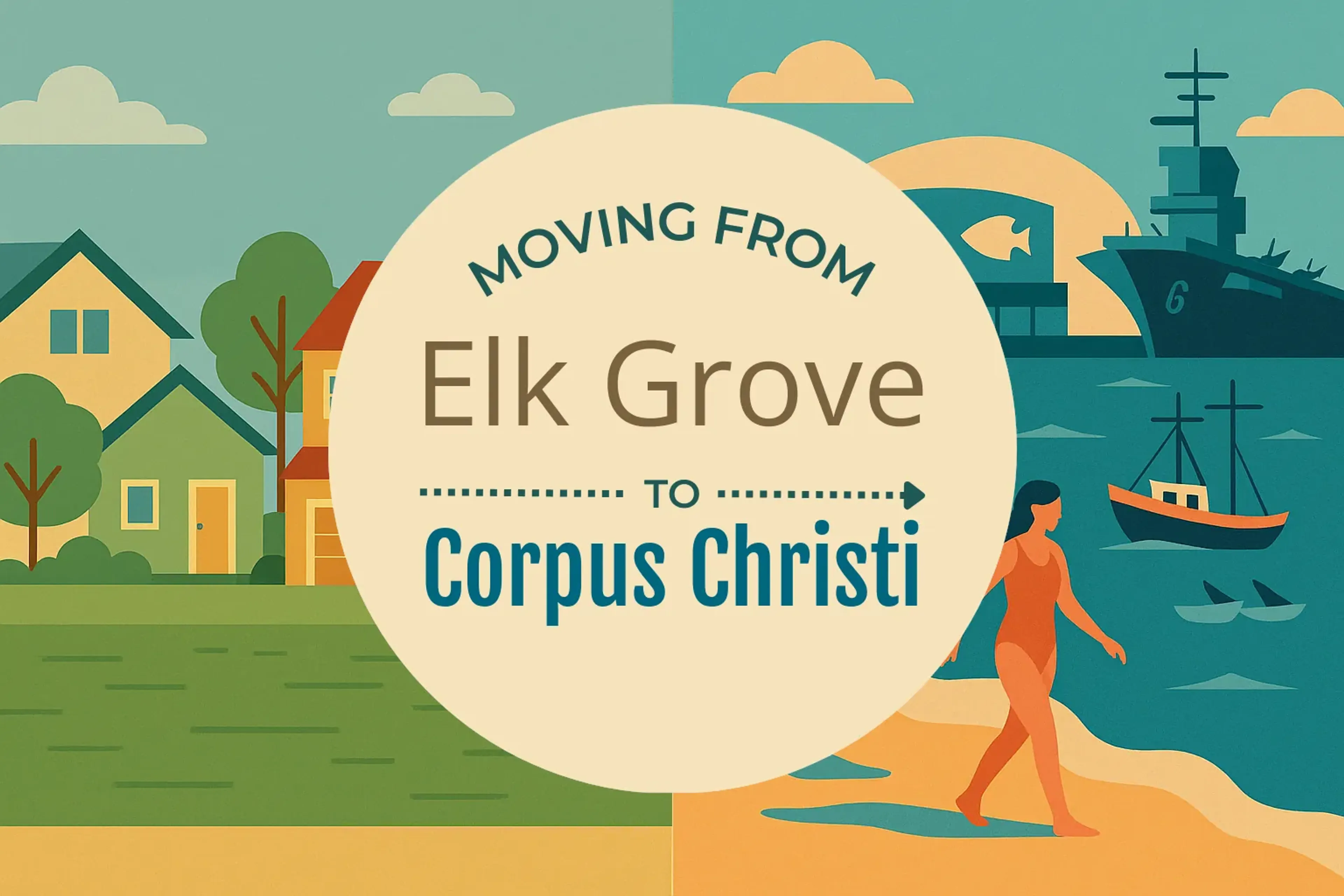 Side-by-side comparison of Elk Grove to Corpus Christi moving companies