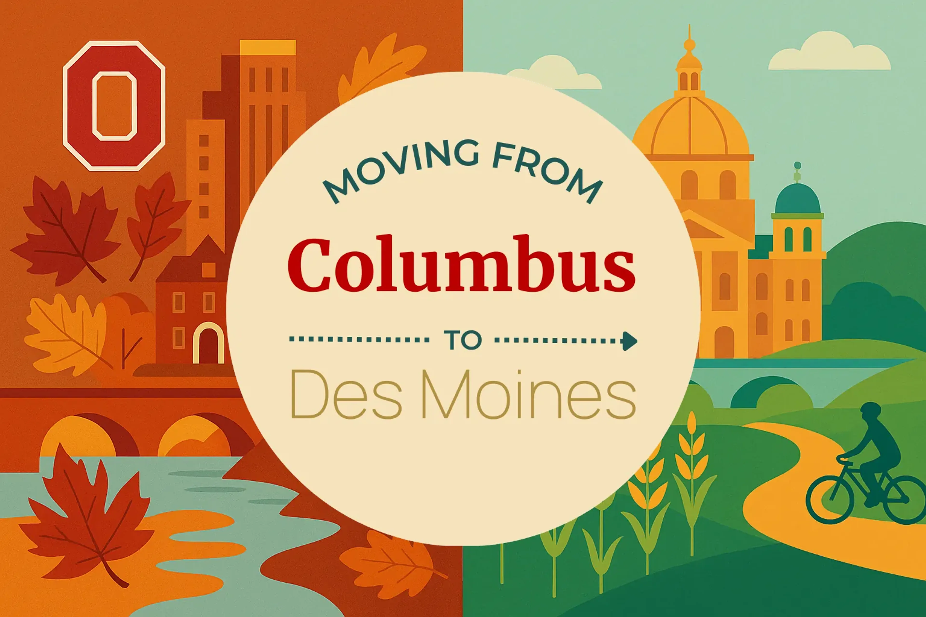 Side-by-side comparison of Columbus to Des Moines moving companies