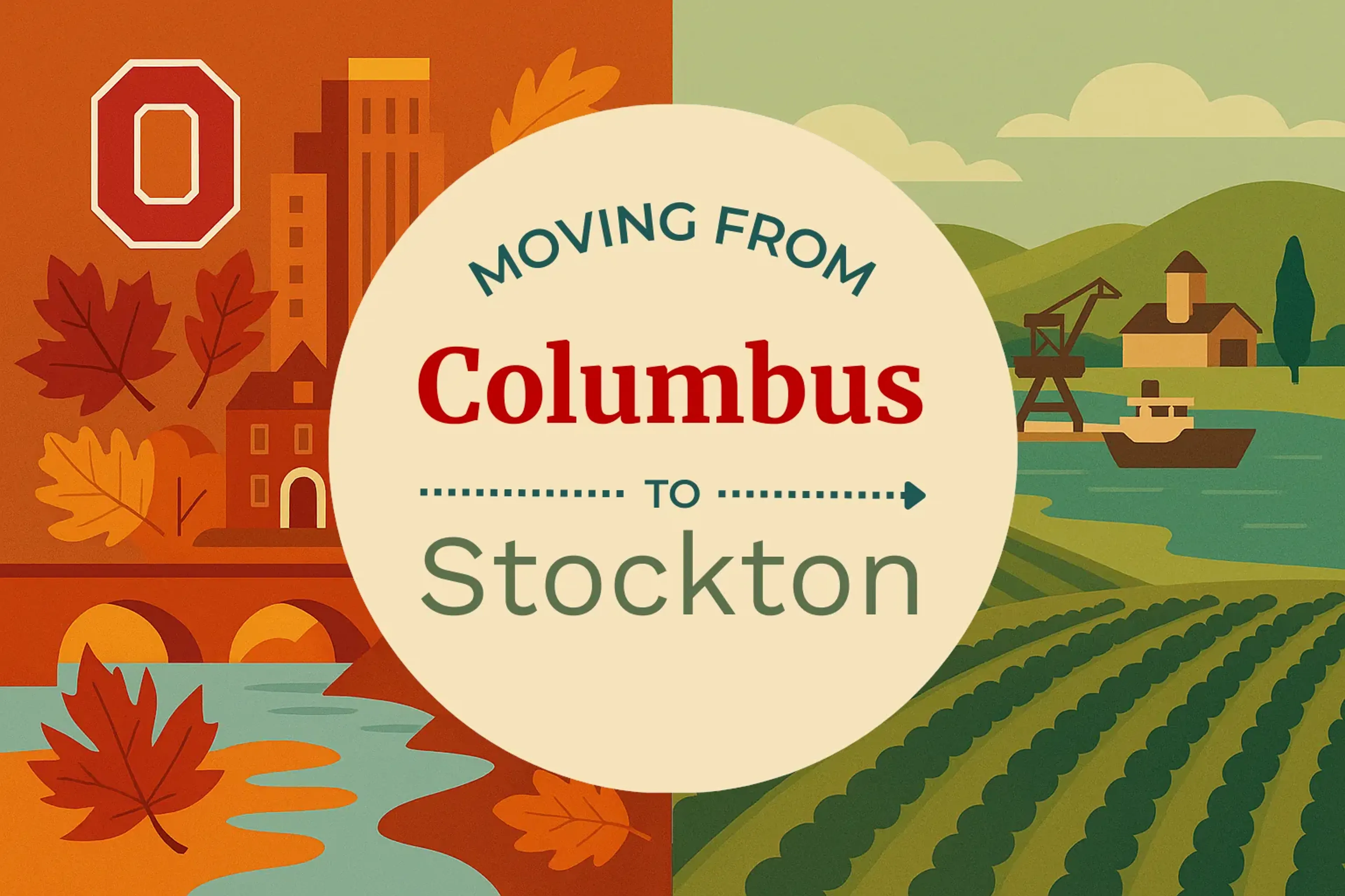 Side-by-side comparison of Columbus to Stockton moving companies