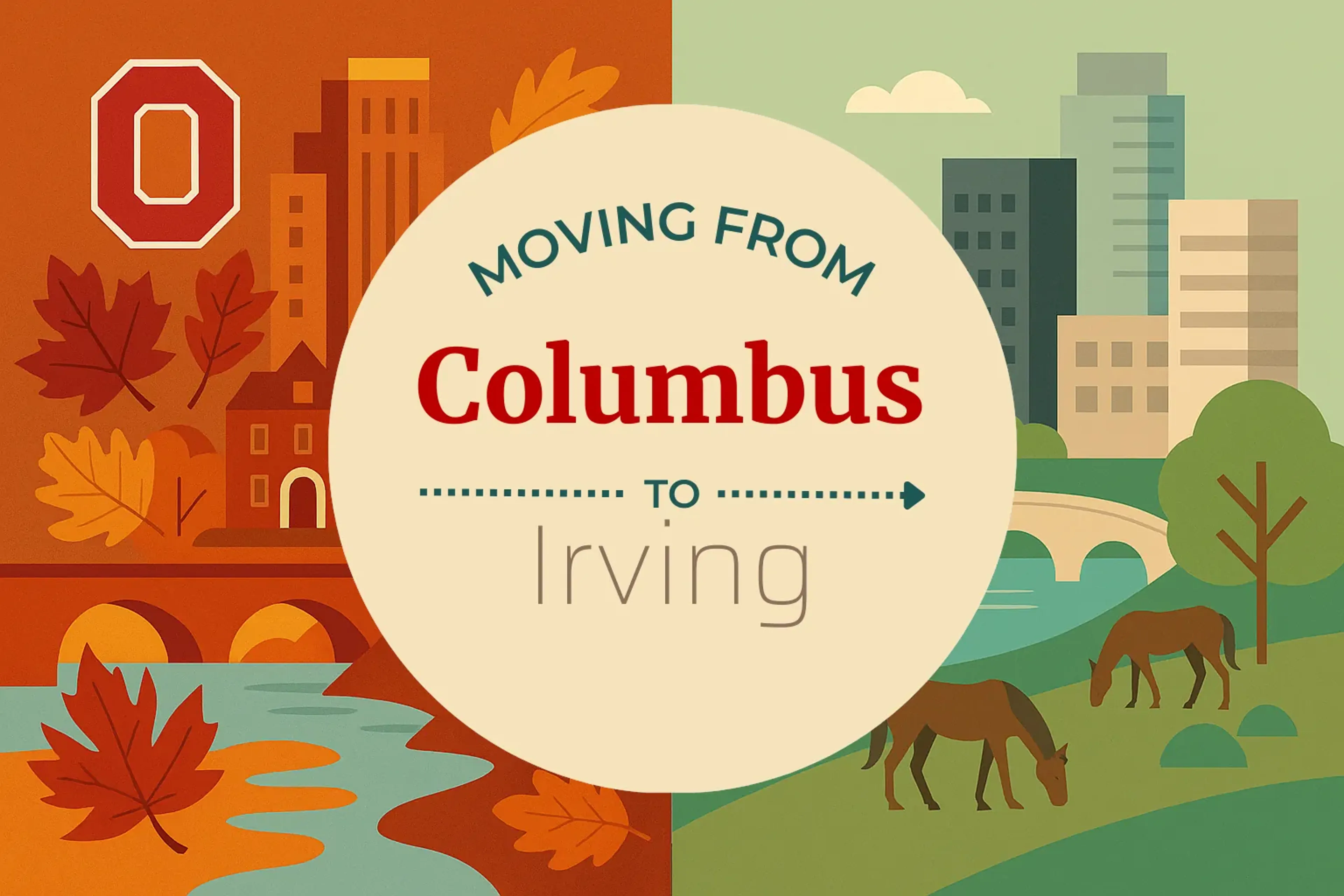 Side-by-side comparison of Columbus to Irving moving companies