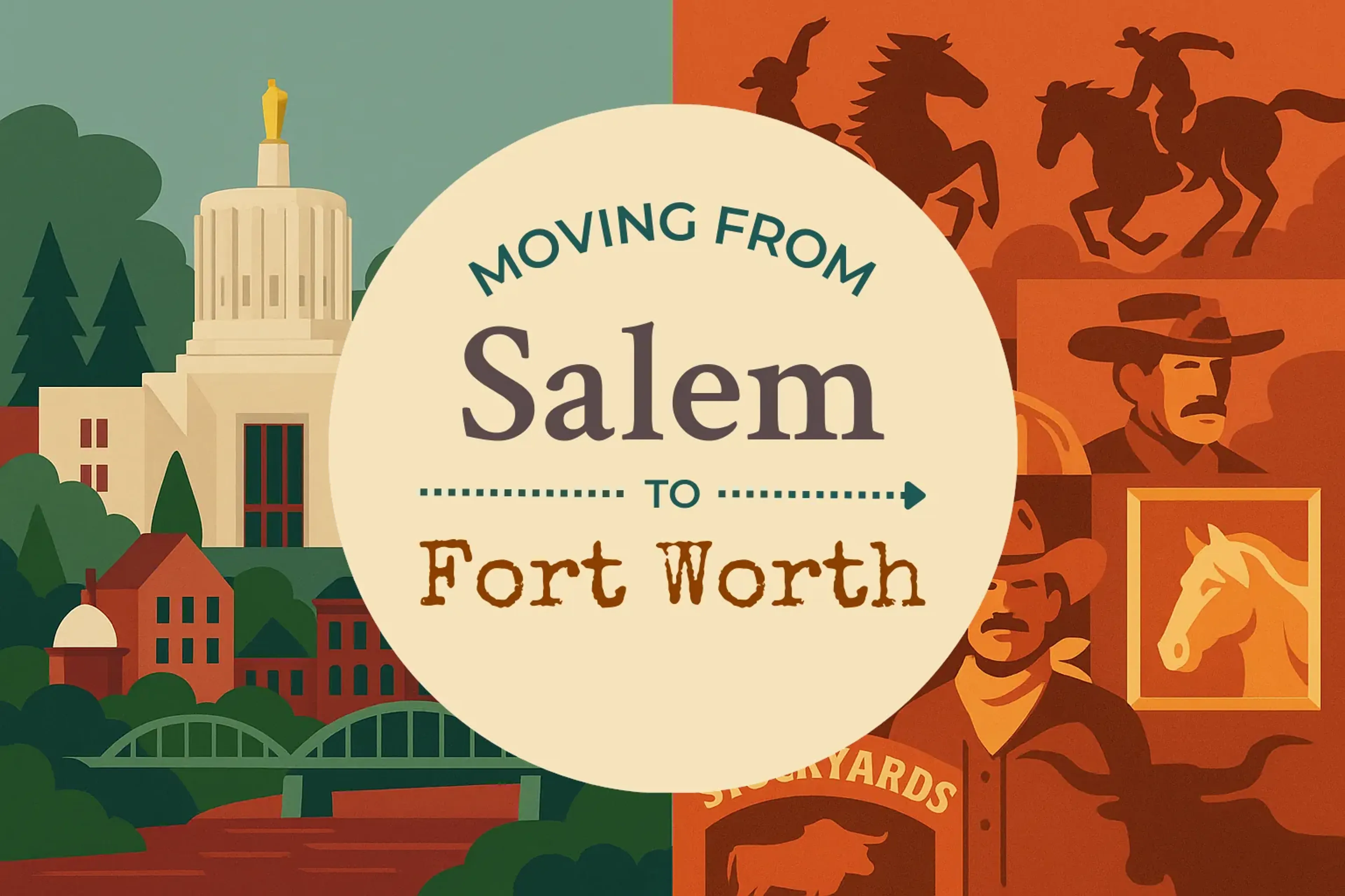 Side-by-side comparison of Salem to Fort Worth moving companies