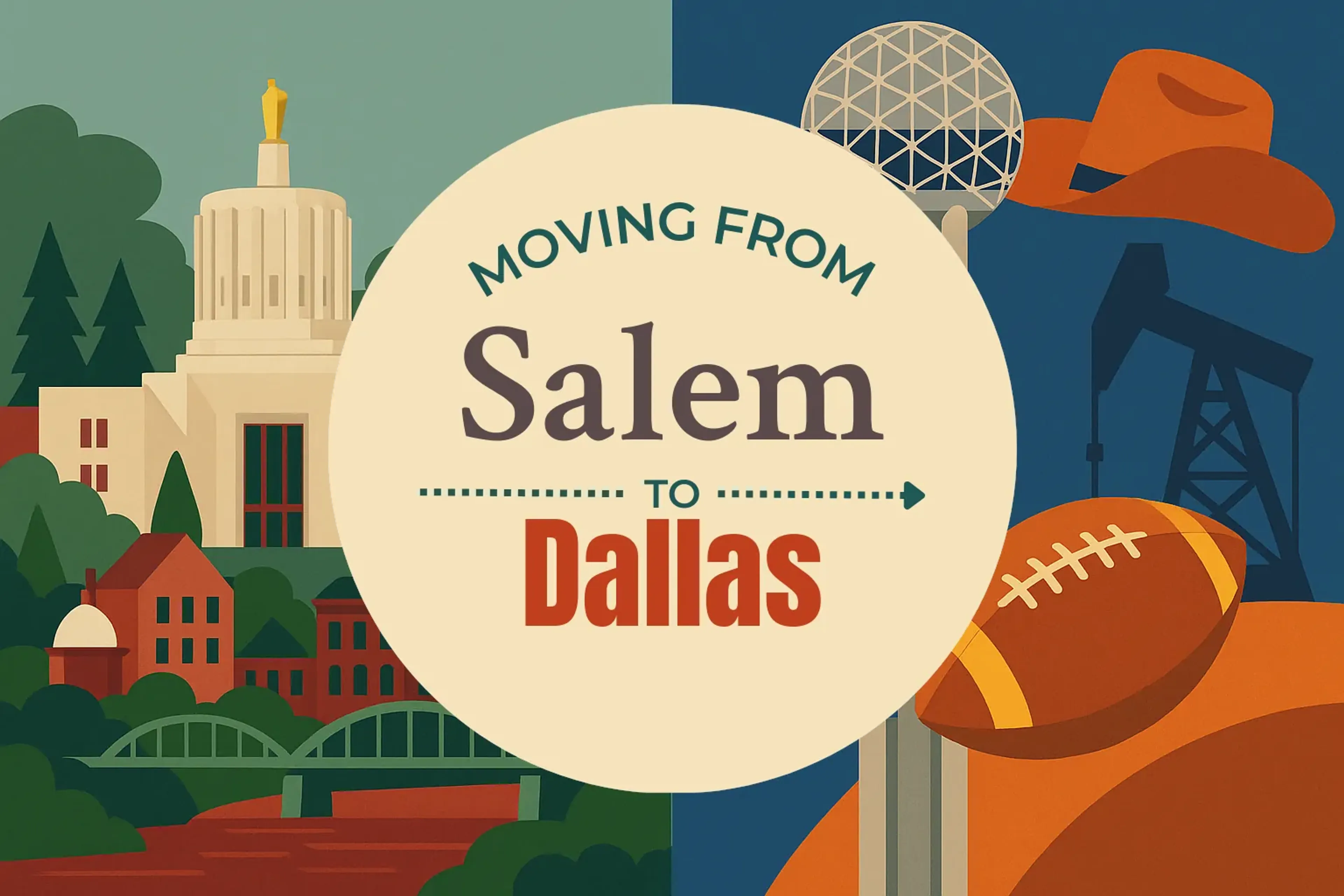Side-by-side comparison of Salem to Dallas moving companies