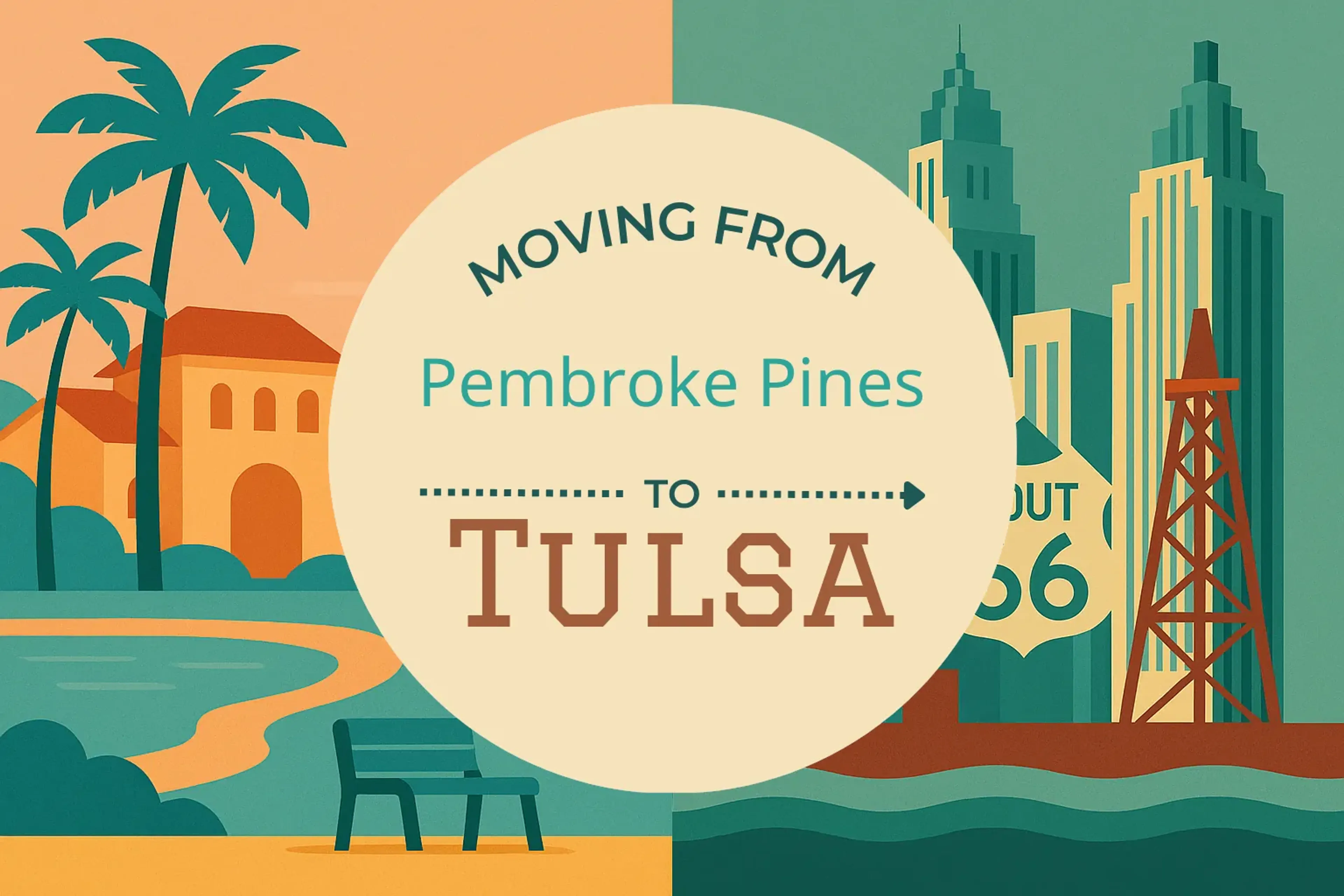 Side-by-side comparison of Pembroke Pines to Tulsa moving companies