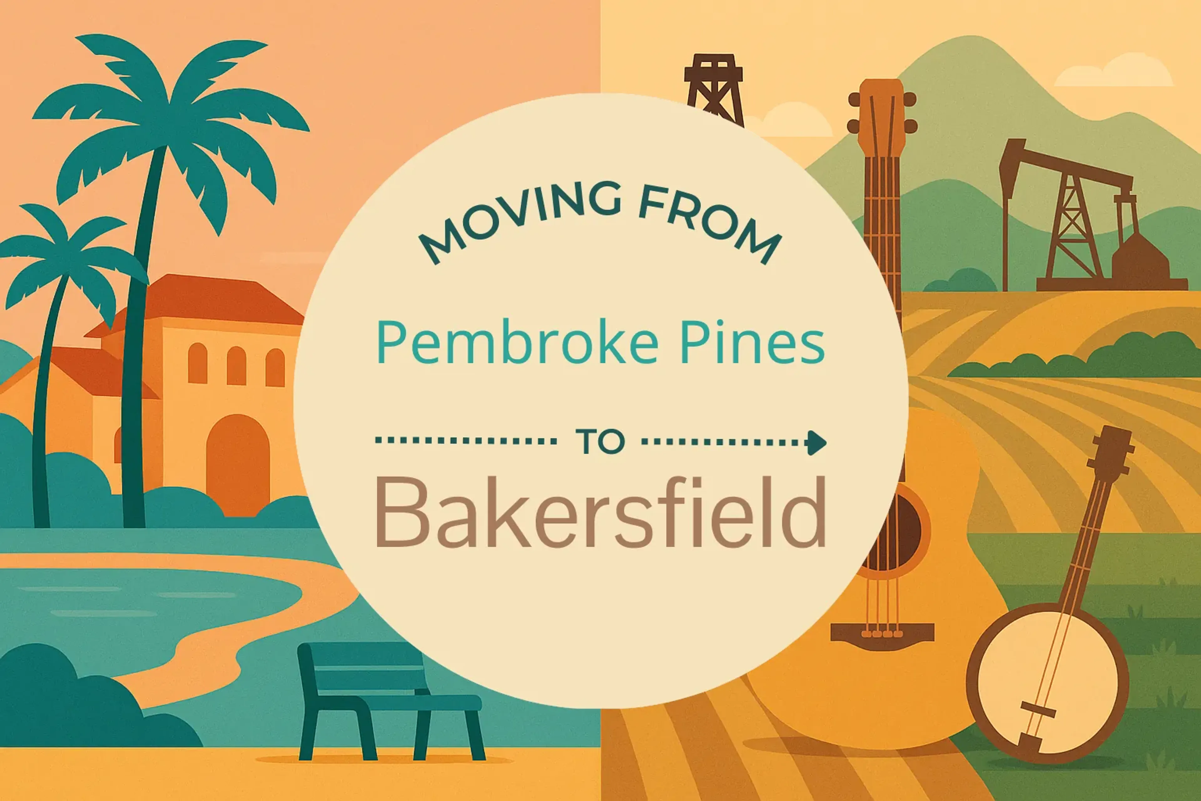 Side-by-side comparison of Pembroke Pines to Bakersfield moving companies