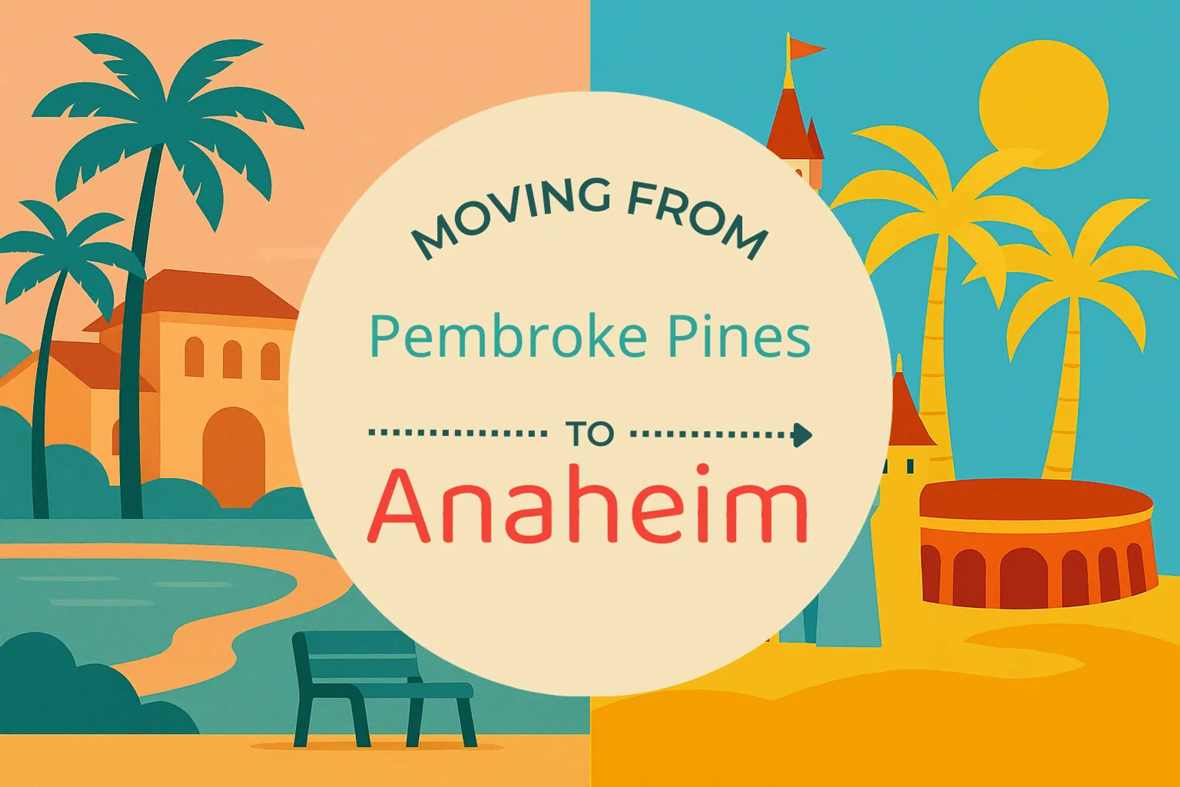 Side-by-side comparison of Pembroke Pines to Anaheim moving companies
