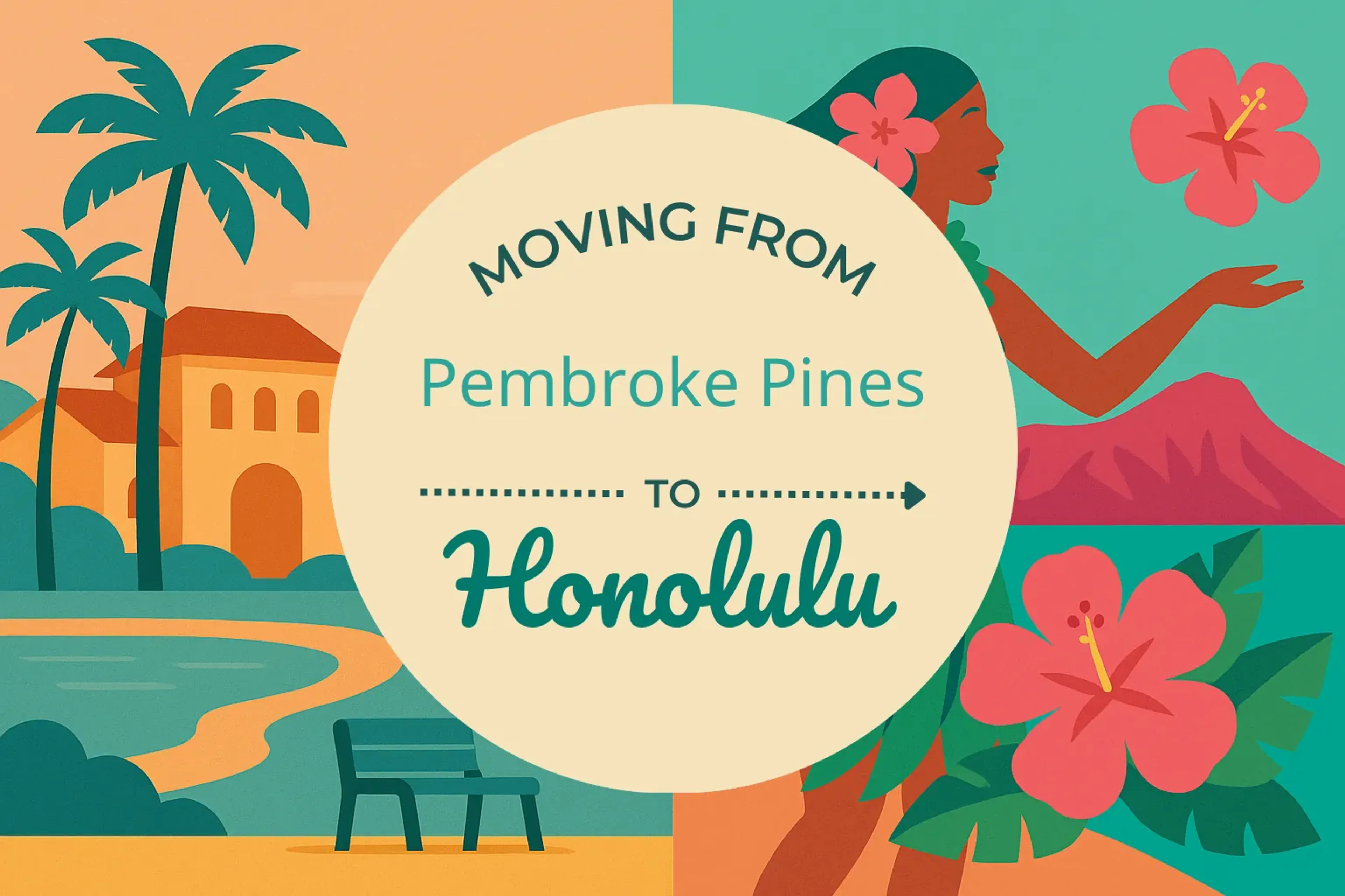 Side-by-side comparison of Pembroke Pines to Honolulu moving companies