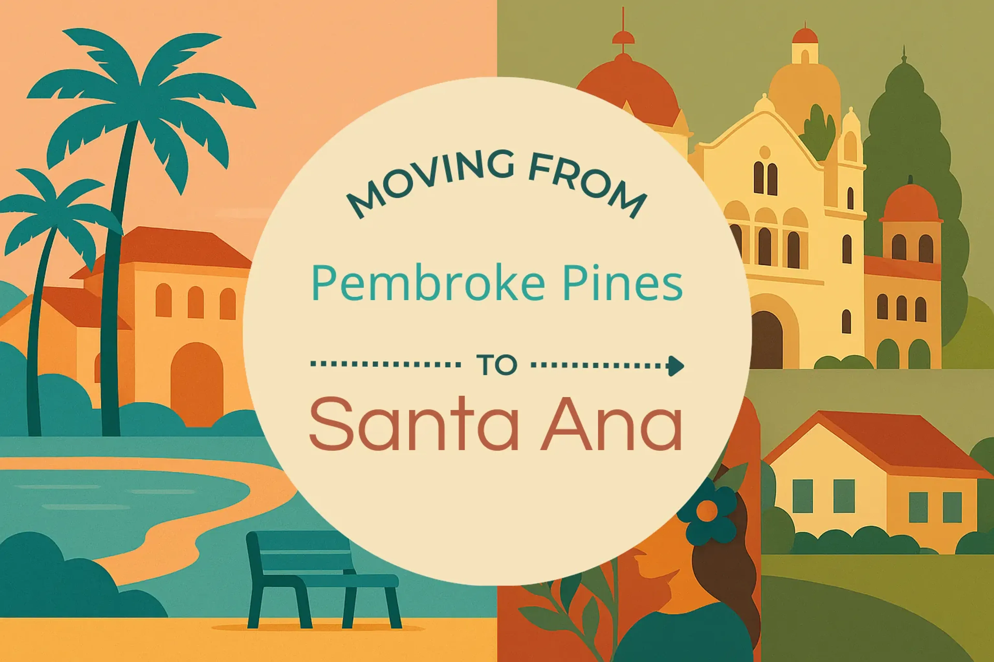 Side-by-side comparison of Pembroke Pines to Santa Ana moving companies