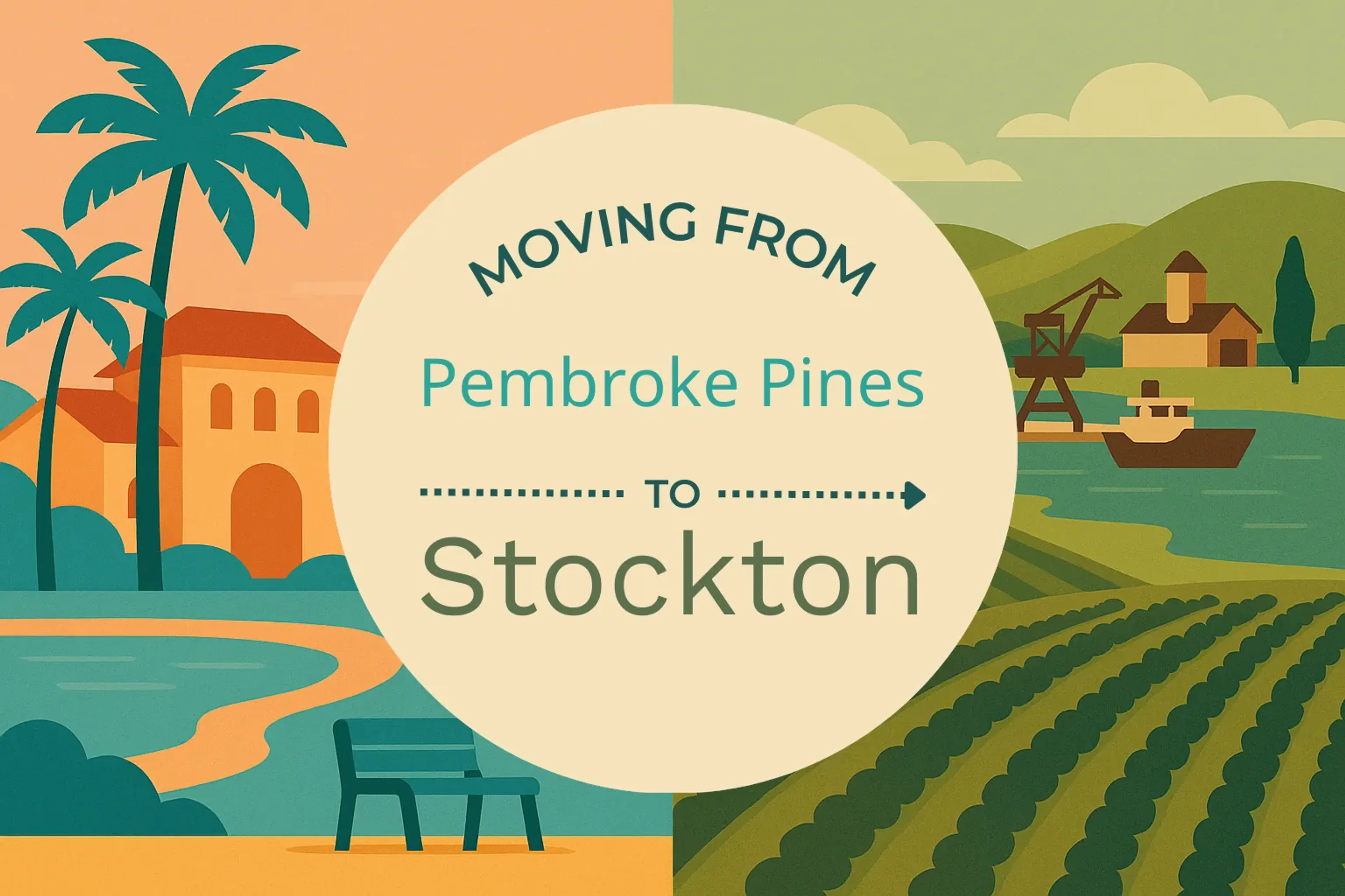 Side-by-side comparison of Pembroke Pines to Stockton moving companies