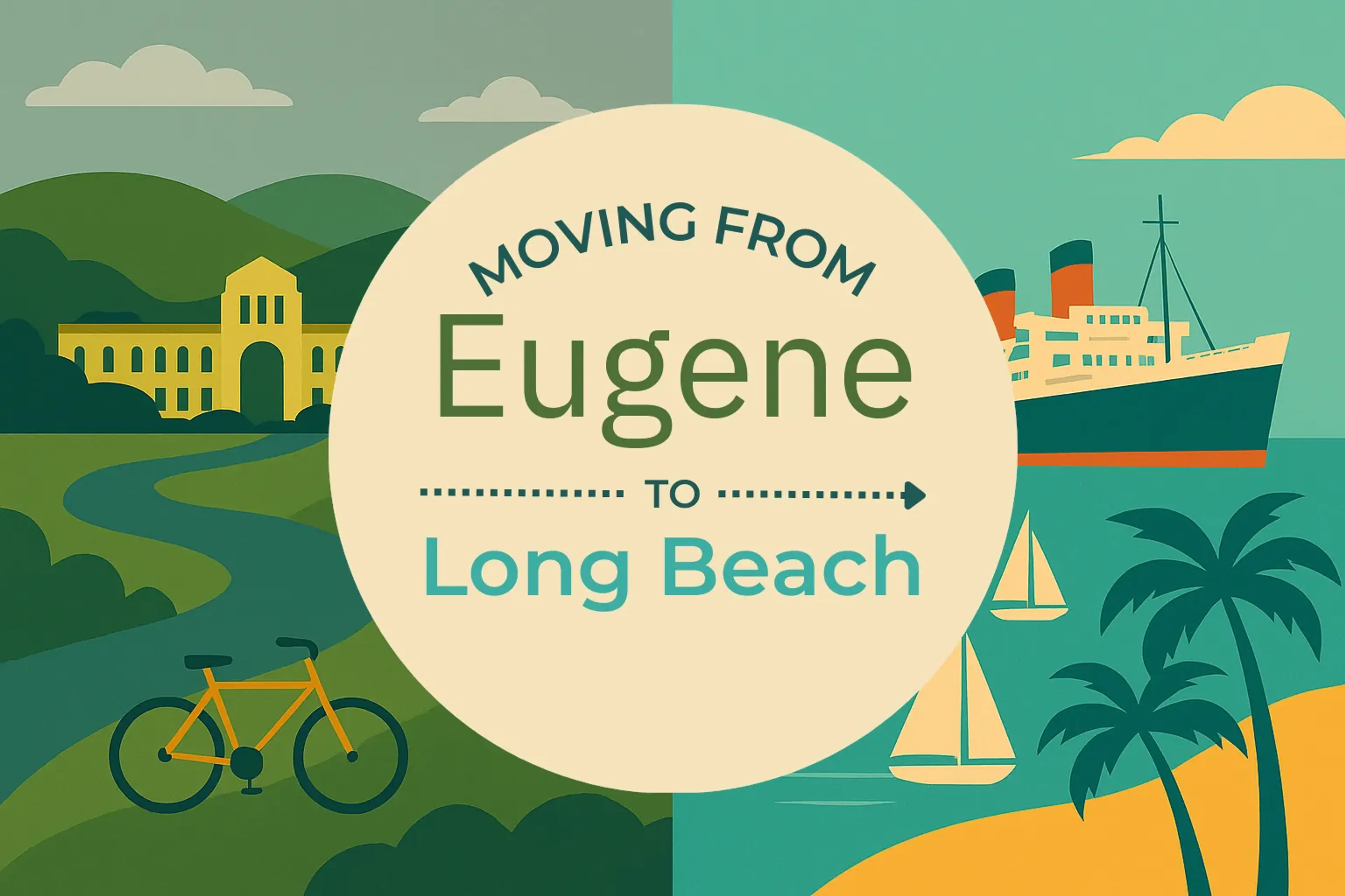Side-by-side comparison of Eugene to Long Beach moving companies