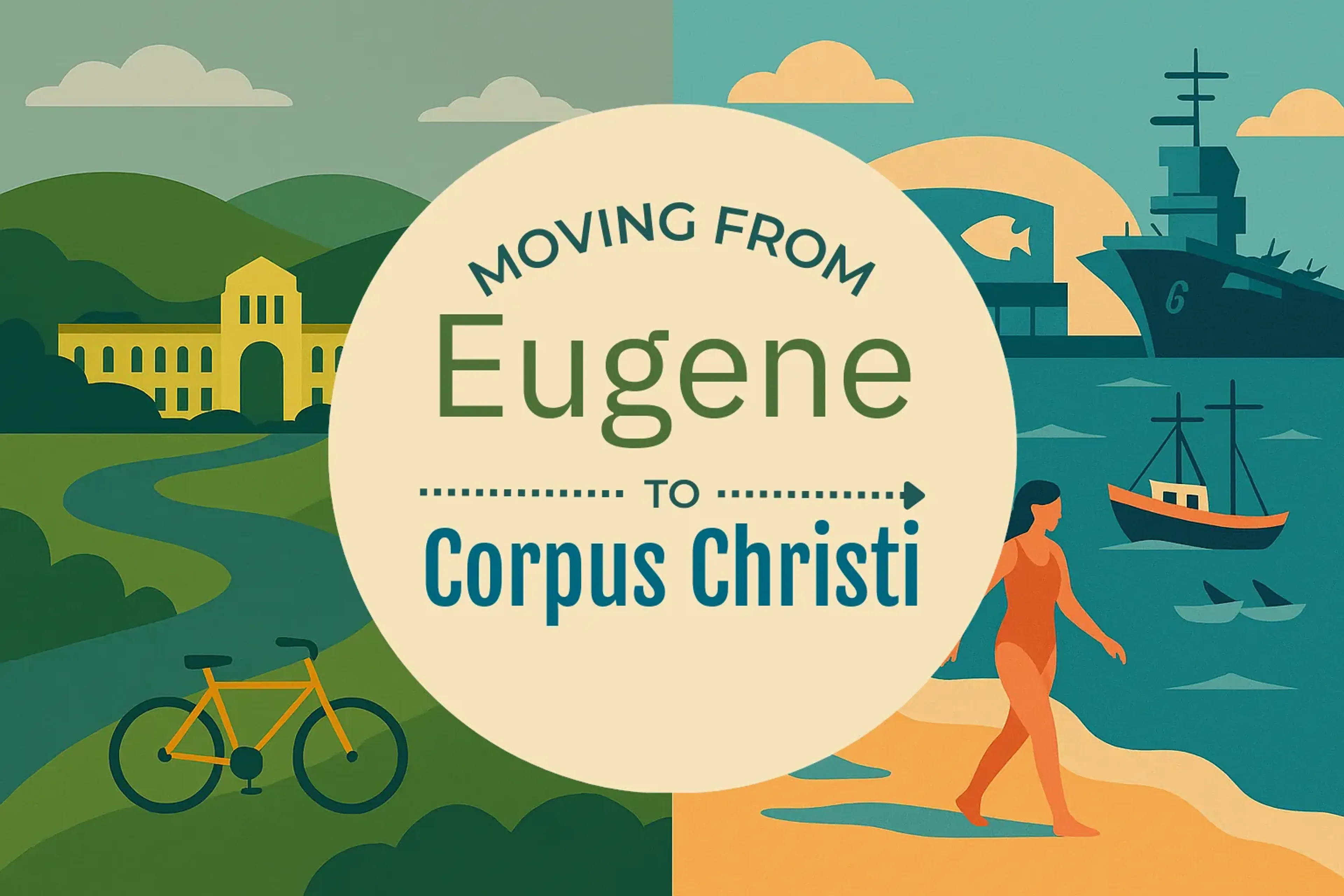 Side-by-side comparison of Eugene to Corpus Christi moving companies