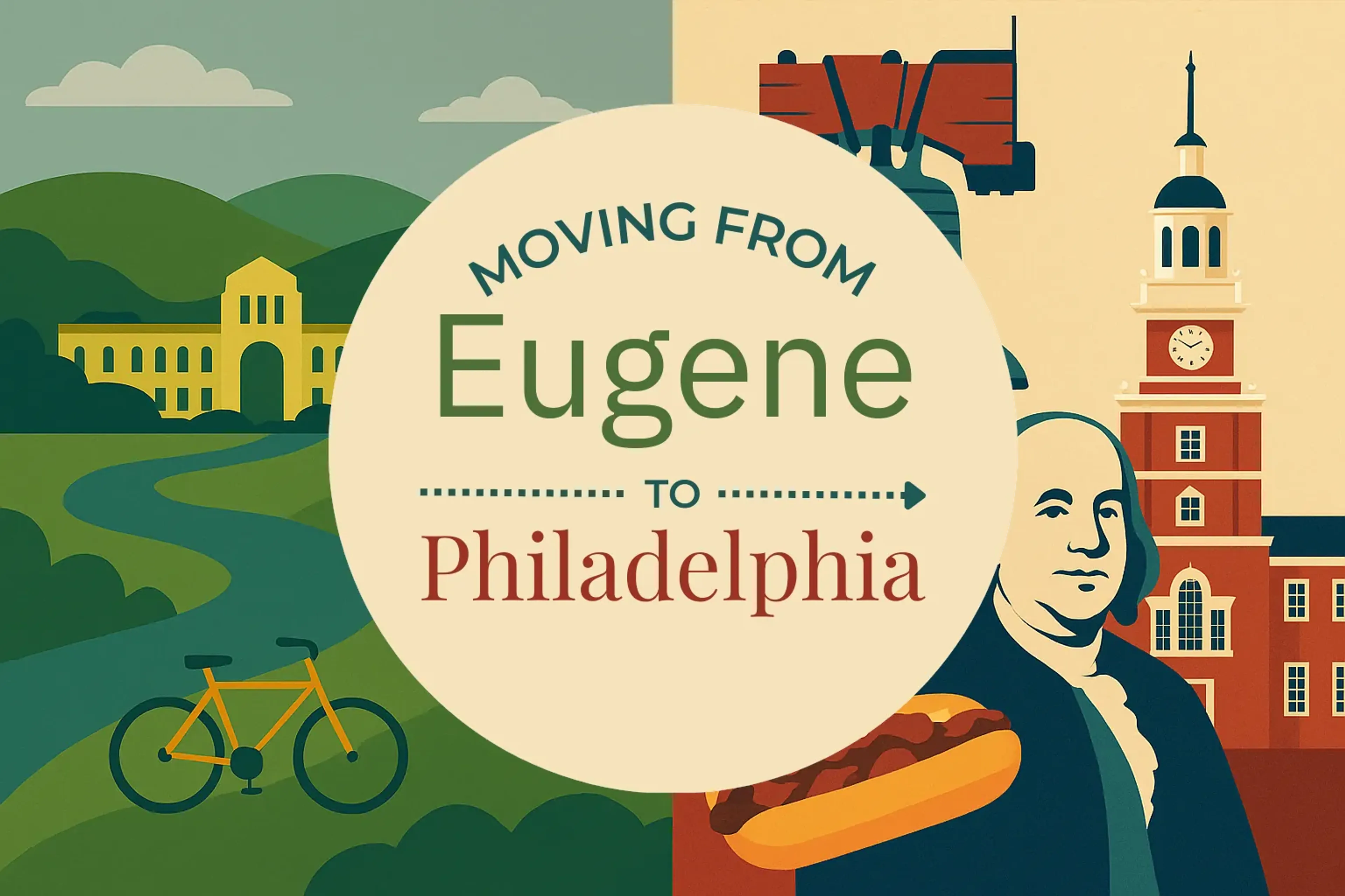 Side-by-side comparison of Eugene to Philadelphia moving companies