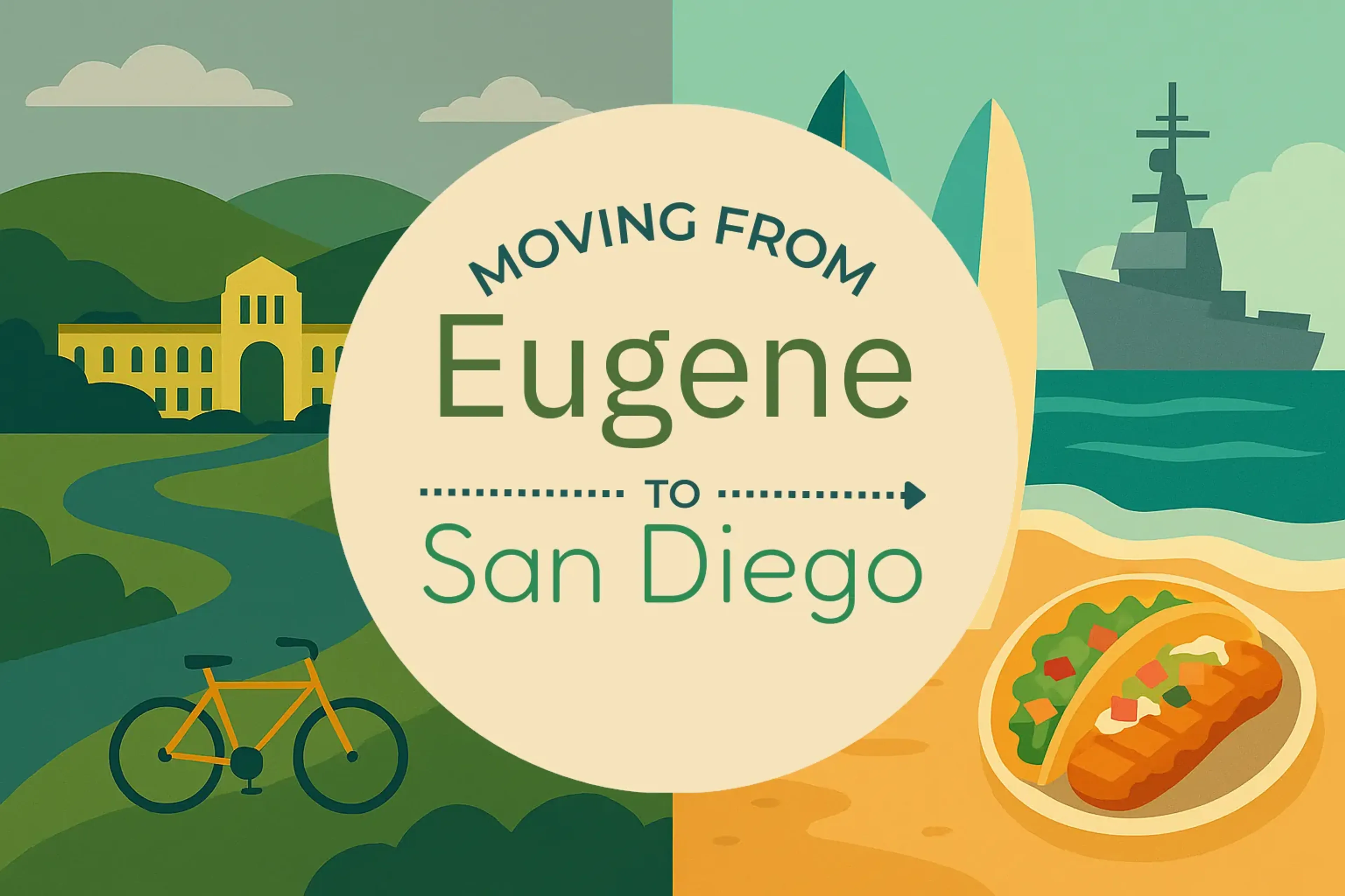Side-by-side comparison of Eugene to San Diego moving companies